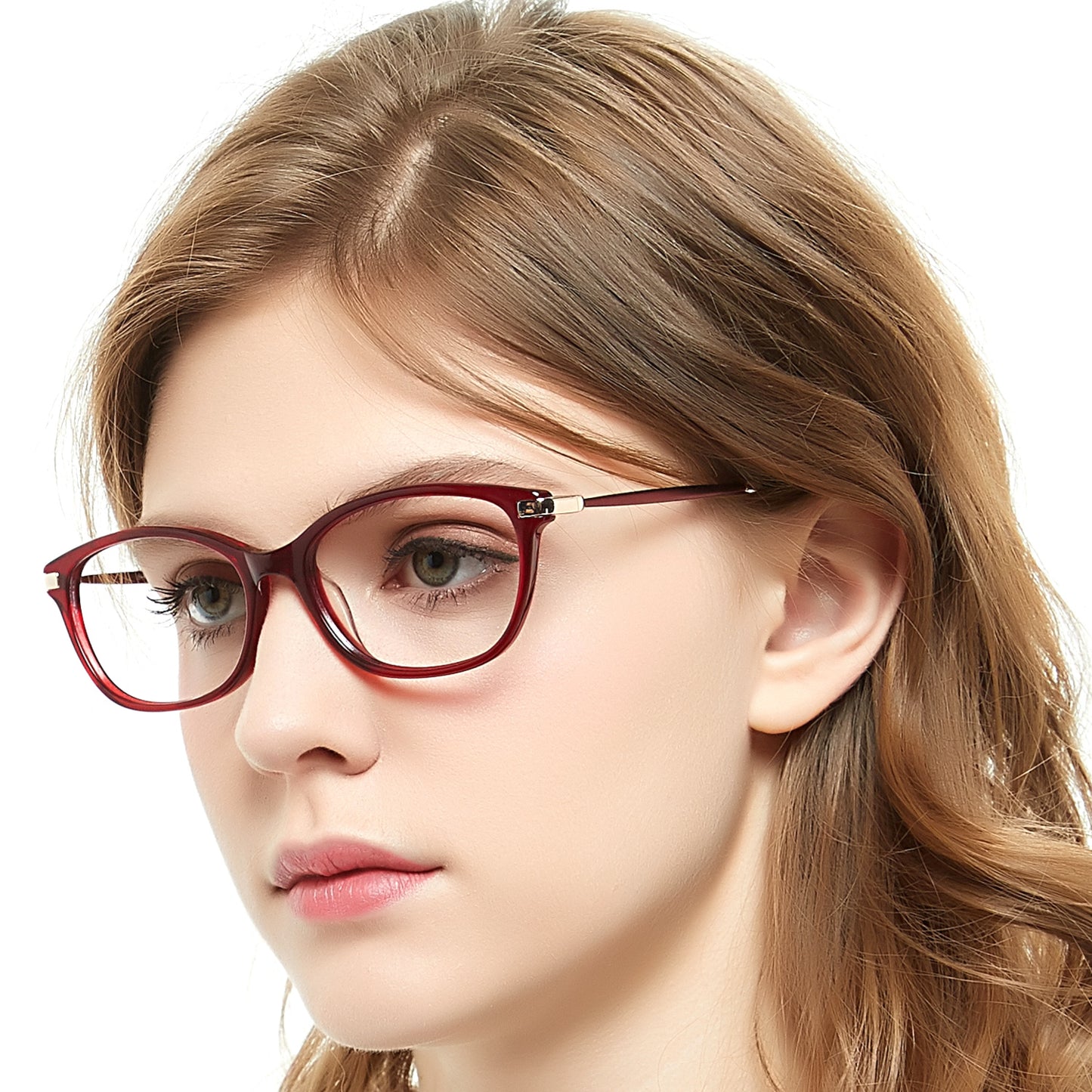 Women Fashion Rectangle Acetate Optical Frame Red Black Purple BAI