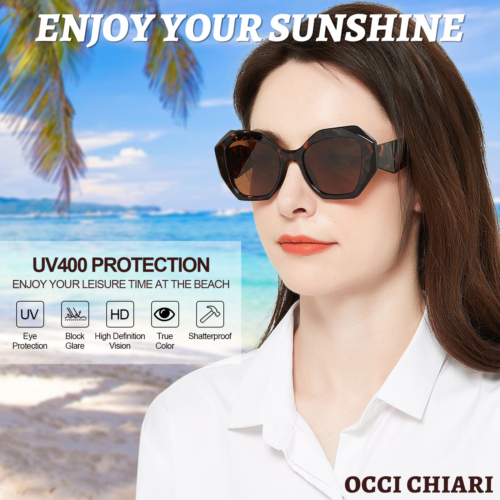 OCCI CHIARI Vintage Polarized Sunglasses Women Small Retro Sun
