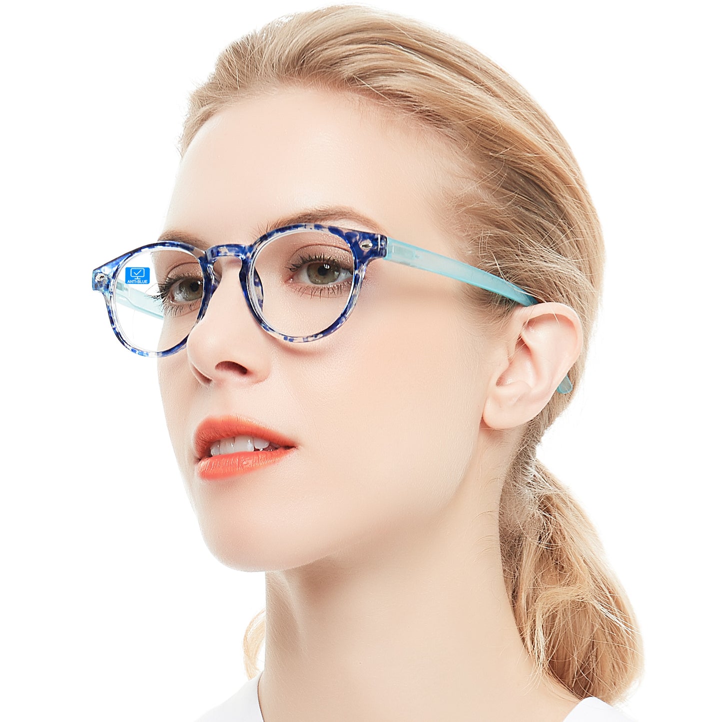 Computer Reading Glasses Blue Light Blocking Round Reader For Women