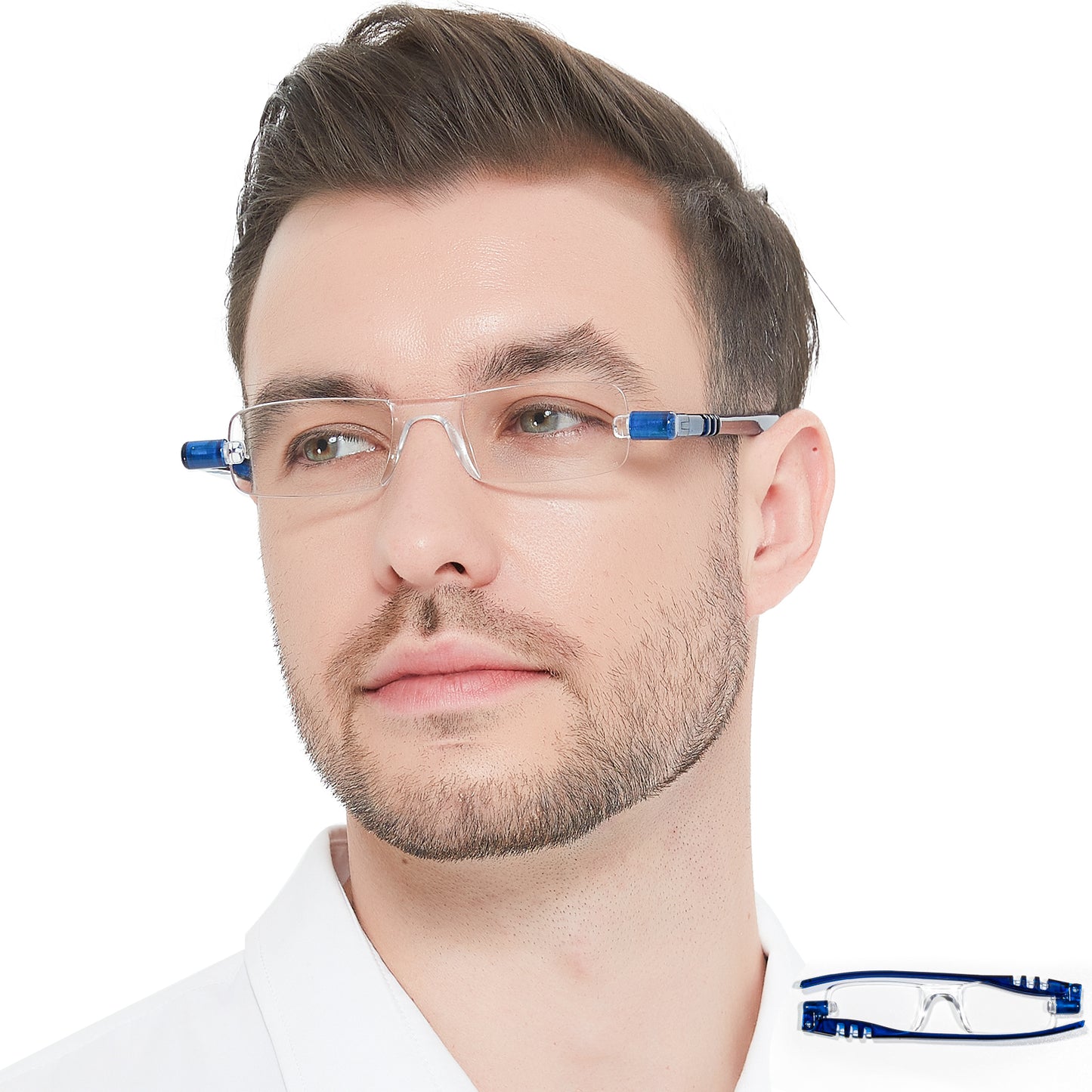 OCCI CHIARI Men's Blue Light Portable Reading Glasses Lightweight Folding Compact Readers ABL5249