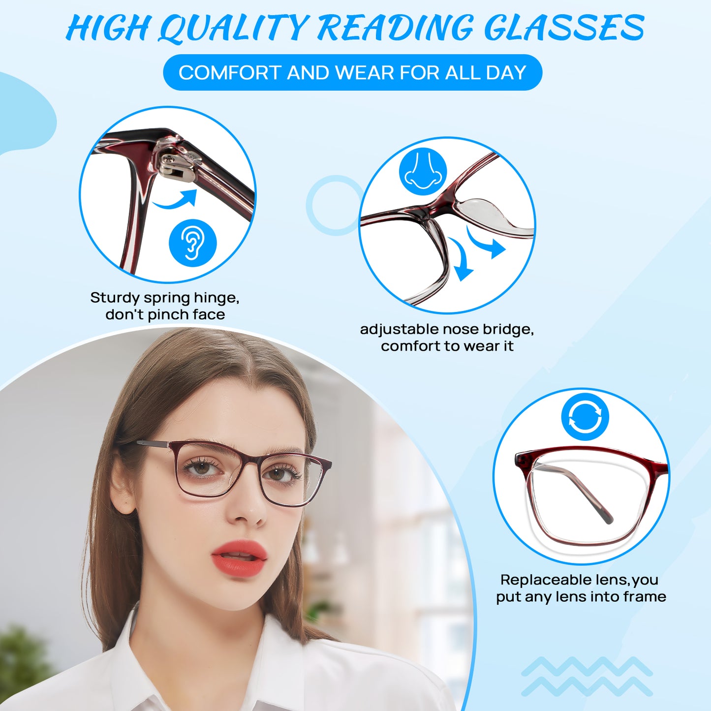 OCCI CHIARI Blue Light Glasses for Women Non Prescription Glasses Fashion Eyewear Full Rim Optical Frame 18224