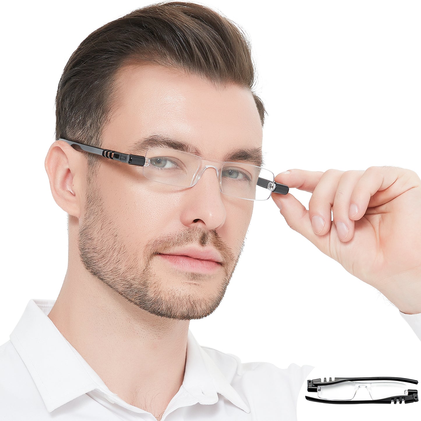 OCCI CHIARI Men's Blue Light Portable Reading Glasses Lightweight Folding Compact Readers ABL5249