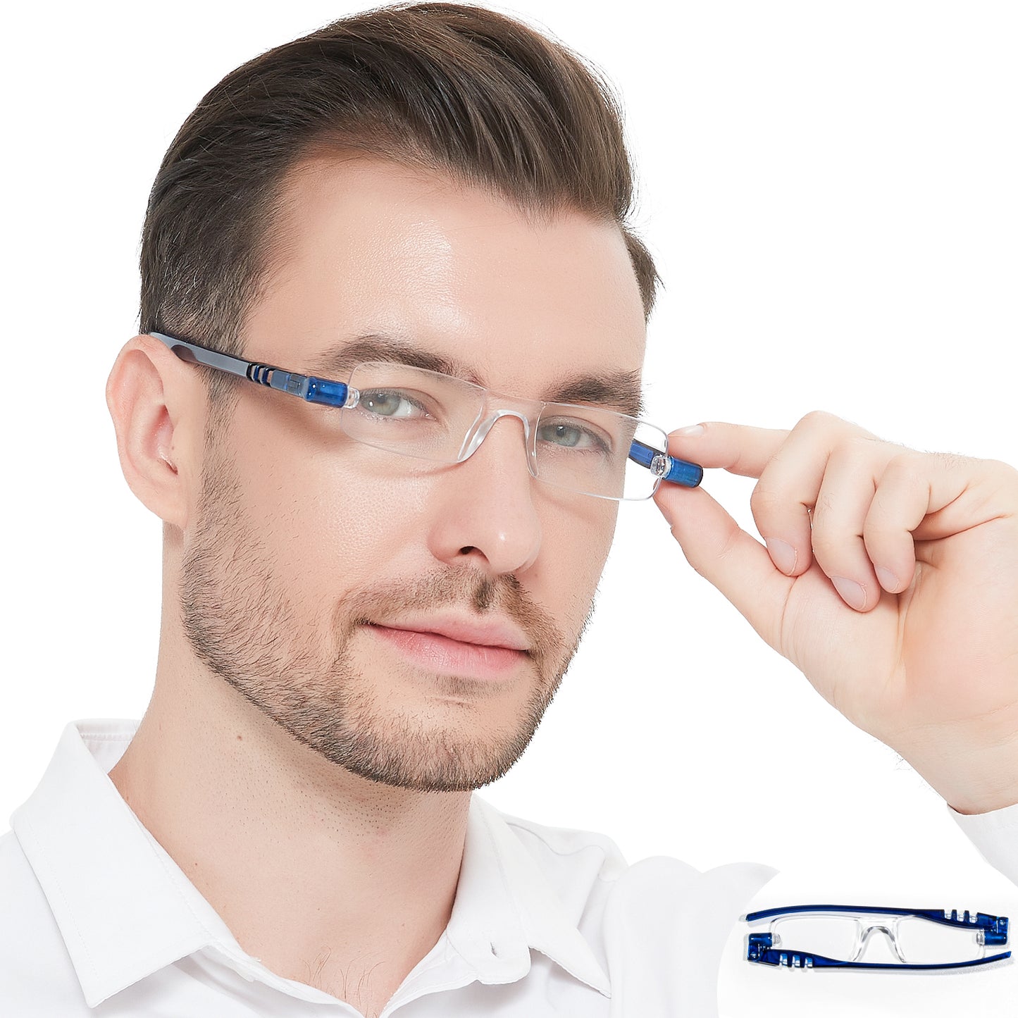 OCCI CHIARI Men's Blue Light Portable Reading Glasses Lightweight Folding Compact Readers ABL5249