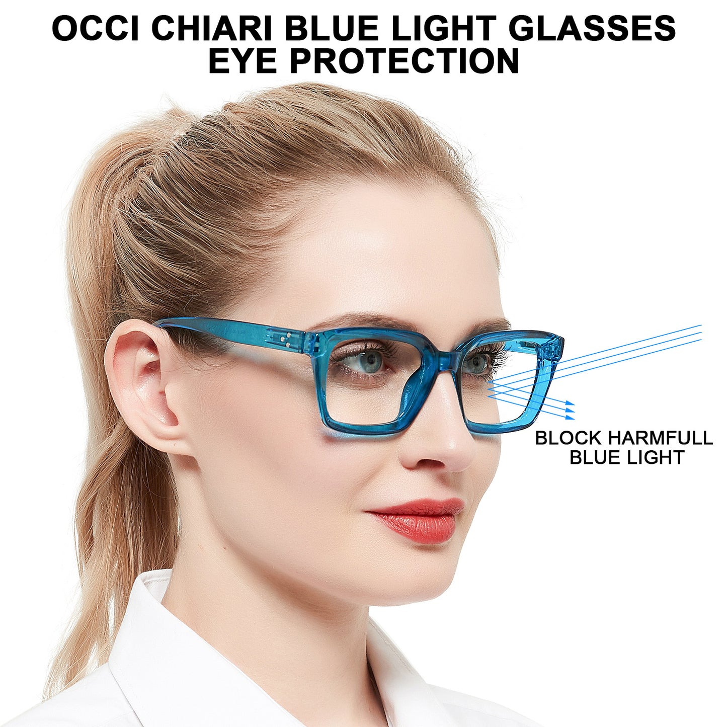 OCCI CHIARI Retro Bifocal Cheaters Reading Glasses - Full-Rimmed Classic Square Large Frame Crystal Clear