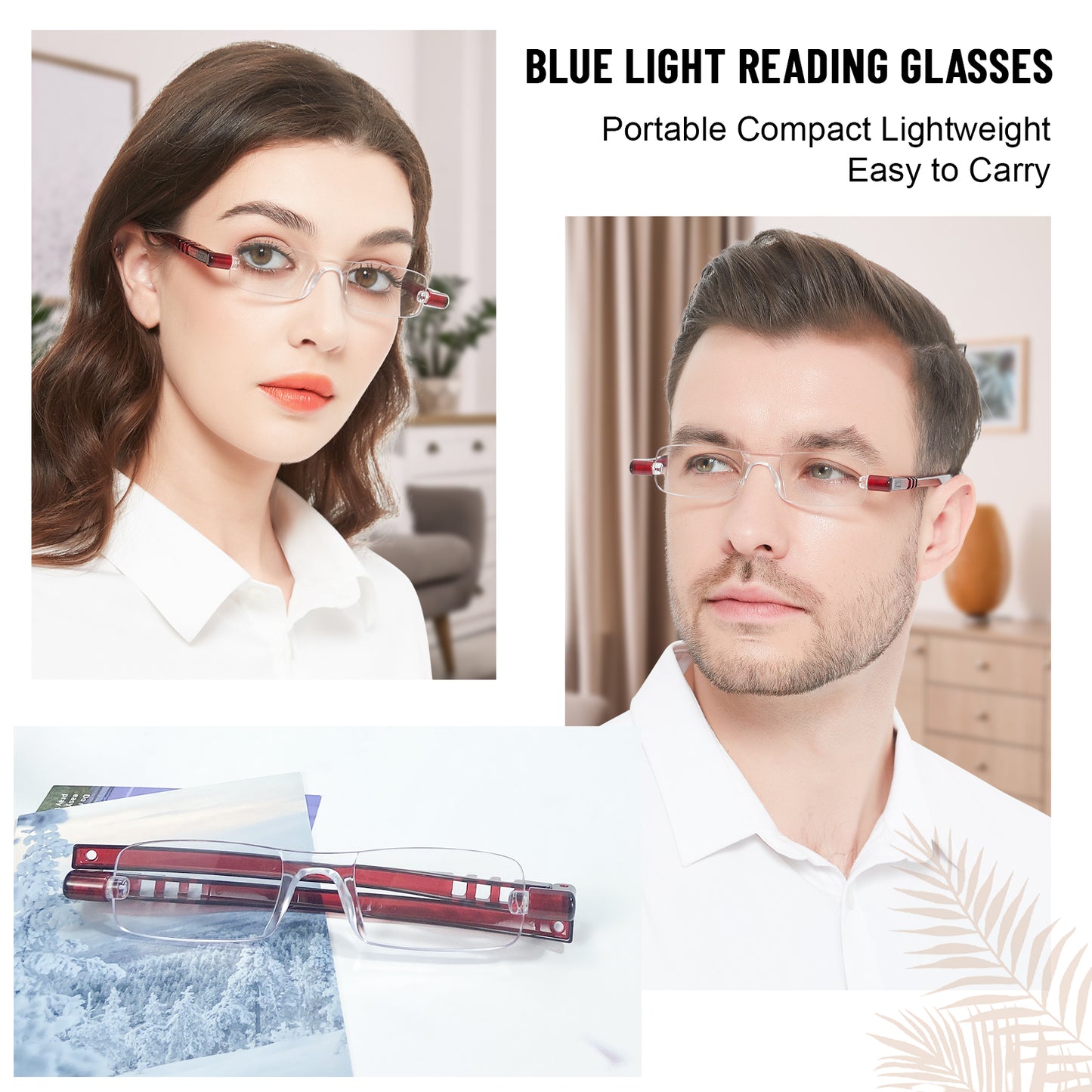 OCCI CHIARI Men's Blue Light Portable Reading Glasses Lightweight Folding Compact Readers ABL5249