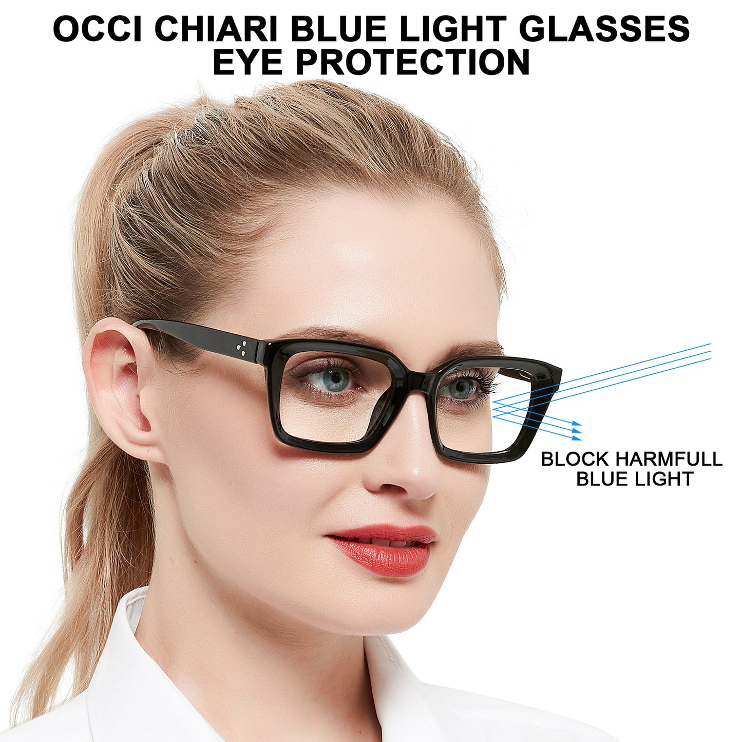 OCCI CHIARI Retro Bifocal Cheaters Reading Glasses - Full-Rimmed Classic Square Large Frame Crystal Clear