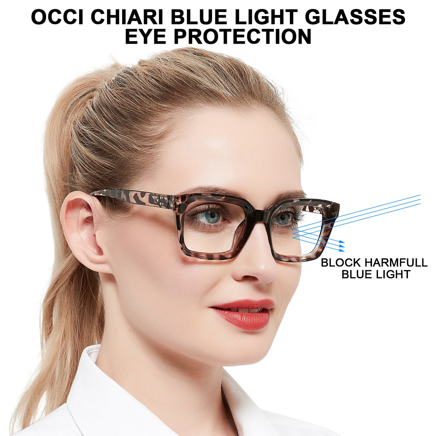 OCCI CHIARI Retro Bifocal Cheaters Reading Glasses - Full-Rimmed Classic Square Large Frame Crystal Clear