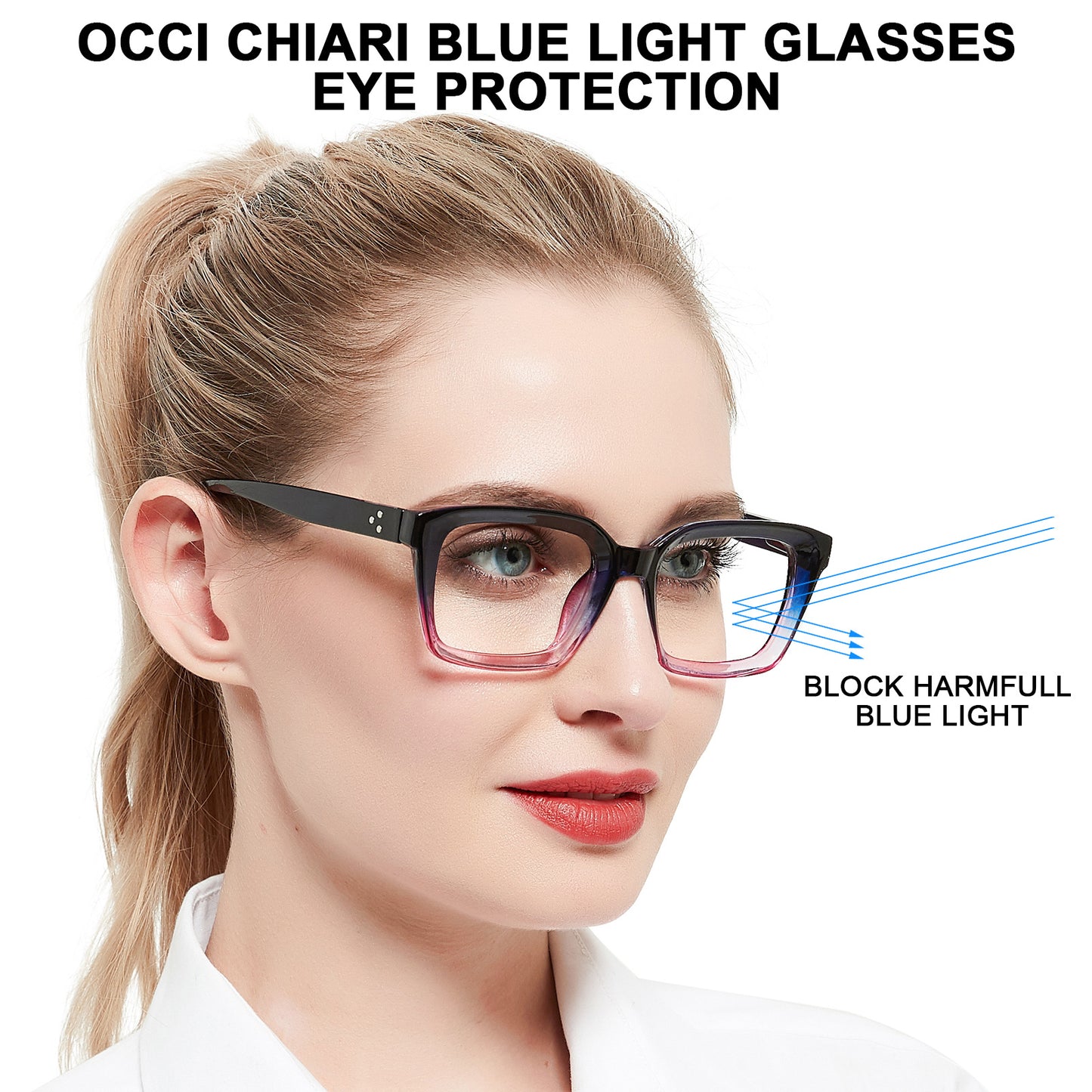 OCCI CHIARI Retro Bifocal Cheaters Reading Glasses - Full-Rimmed Classic Square Large Frame Crystal Clear