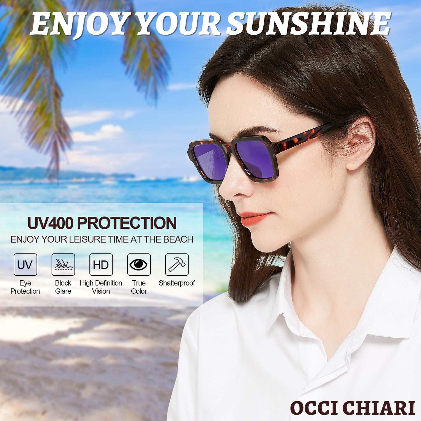 OCCI CHIARI Trendy Polarized Sunglasses for Women Vintage Large Sun Glasses UV400 Protection