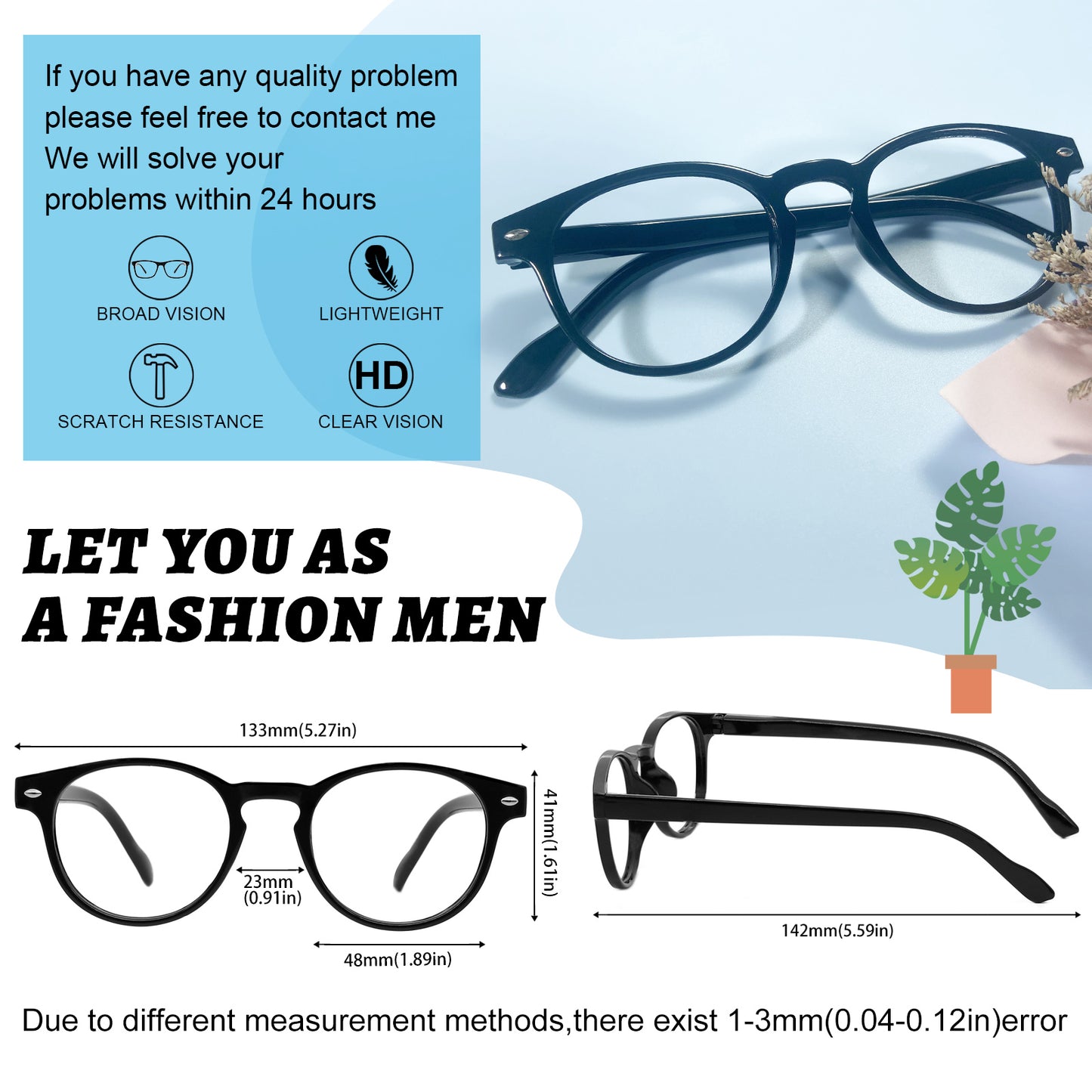 OCCI CHIARI Stylish Round Reading glasses for Men Women Lightweight Comfort Readers