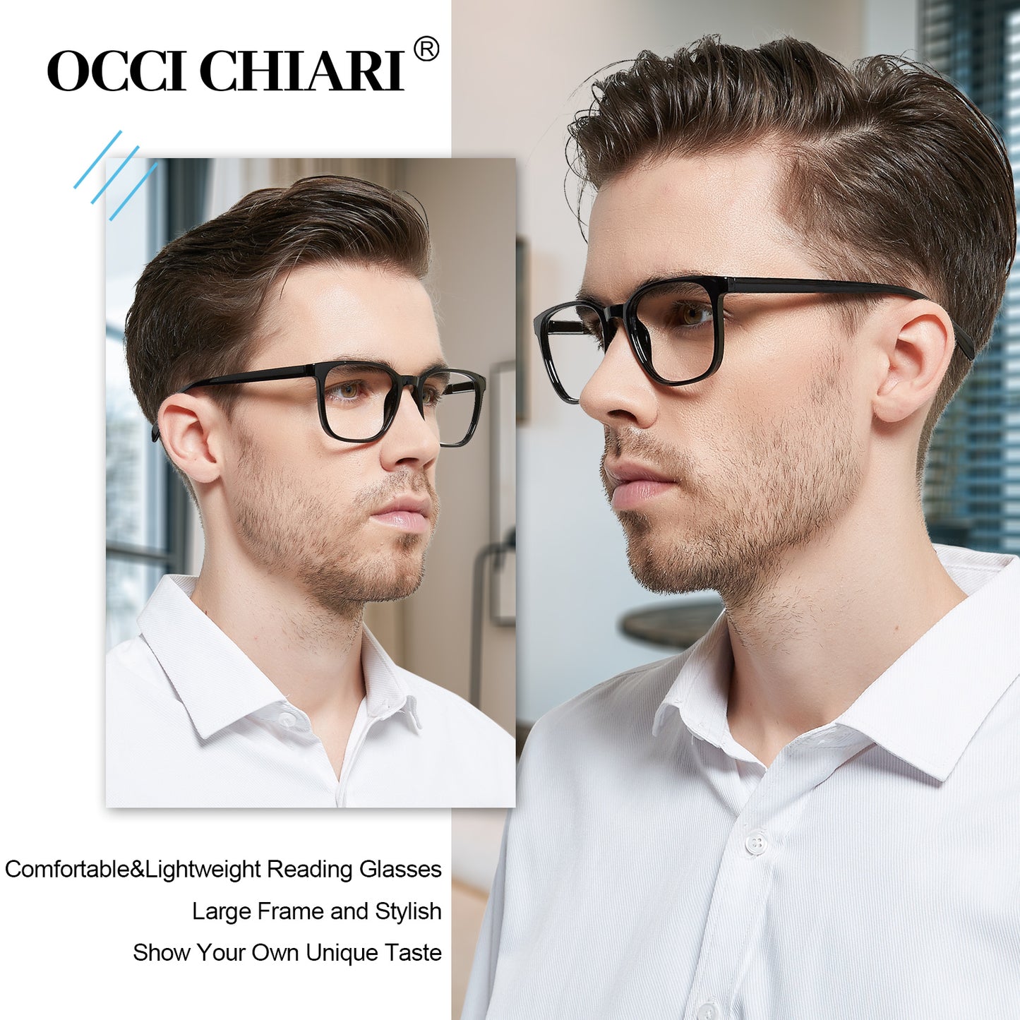 OCCI CHIARI XL Reading Glasses Men Large head Comfortable Readers OC5209
