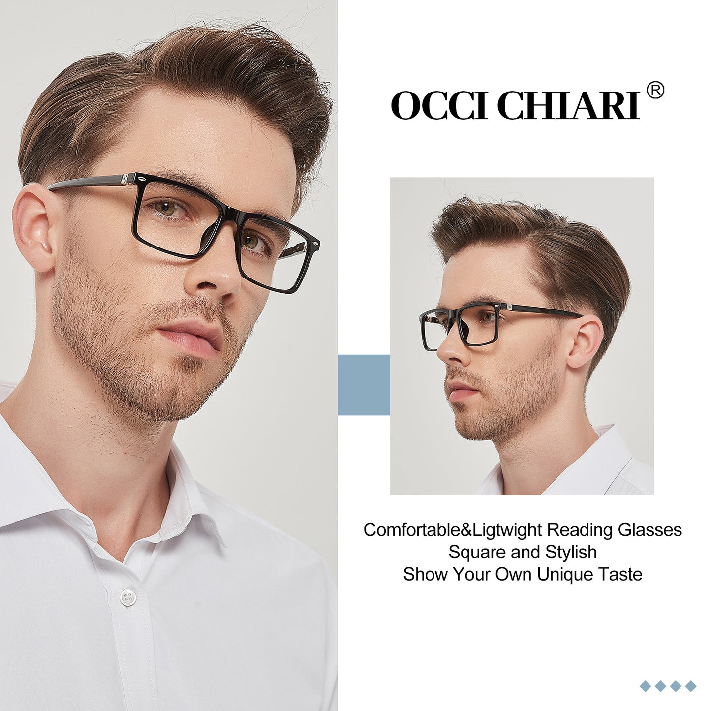 OCCI CHIARI Large Reading Glassses Men Comfortable Readers(1.0 1.25 1.5 1.75 2.0 2.25 2.5 2.75 3.0 3.5 4.0 5.0 6.0)