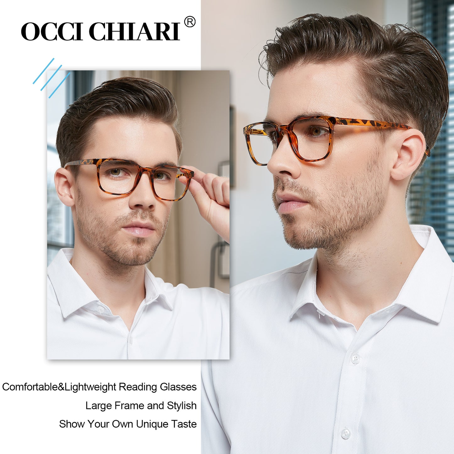 OCCI CHIARI XL Reading Glasses Men Large head Comfortable Readers