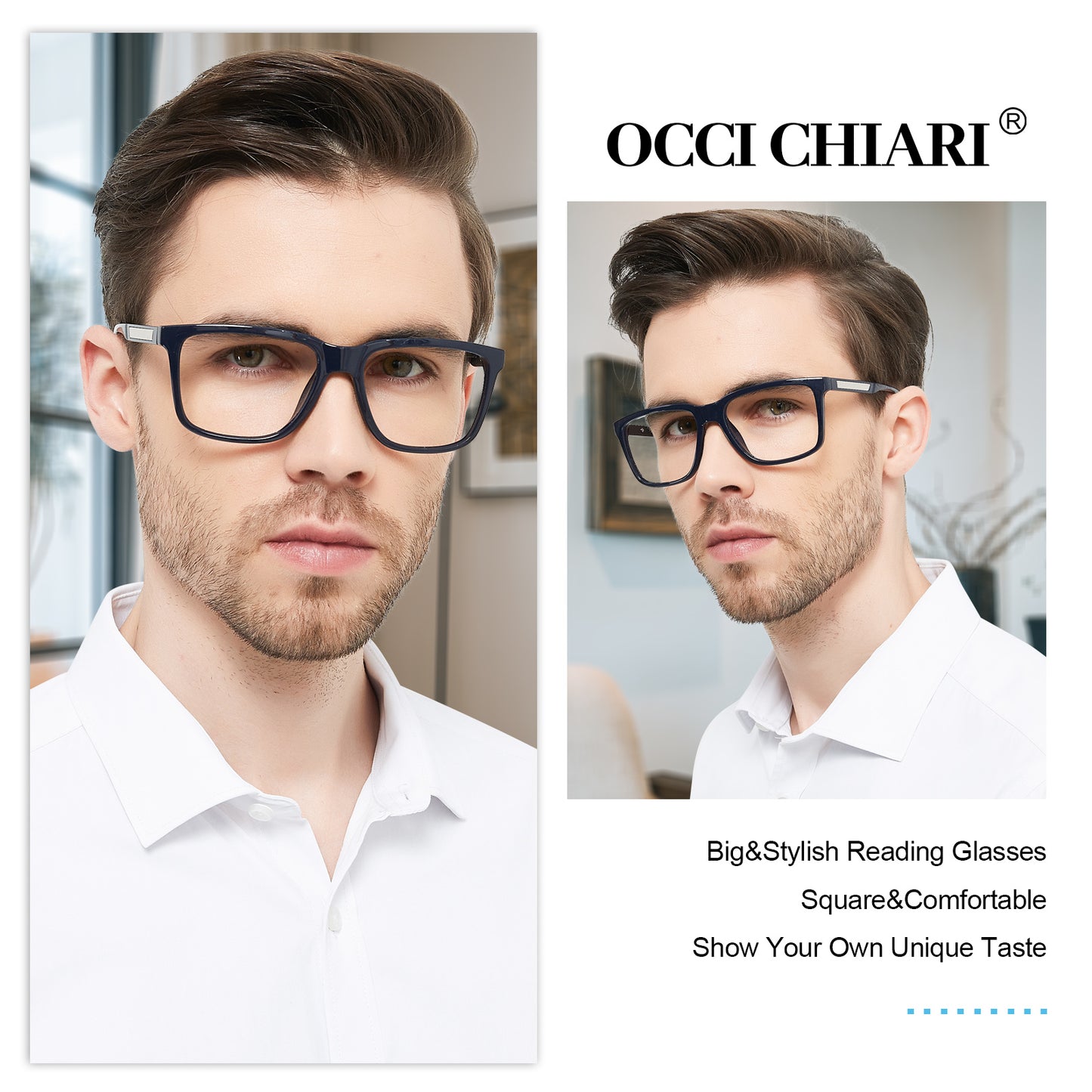 OCCI CHIARI Wide Reading Glasses Men Large Head Ultralight Readers OC1109