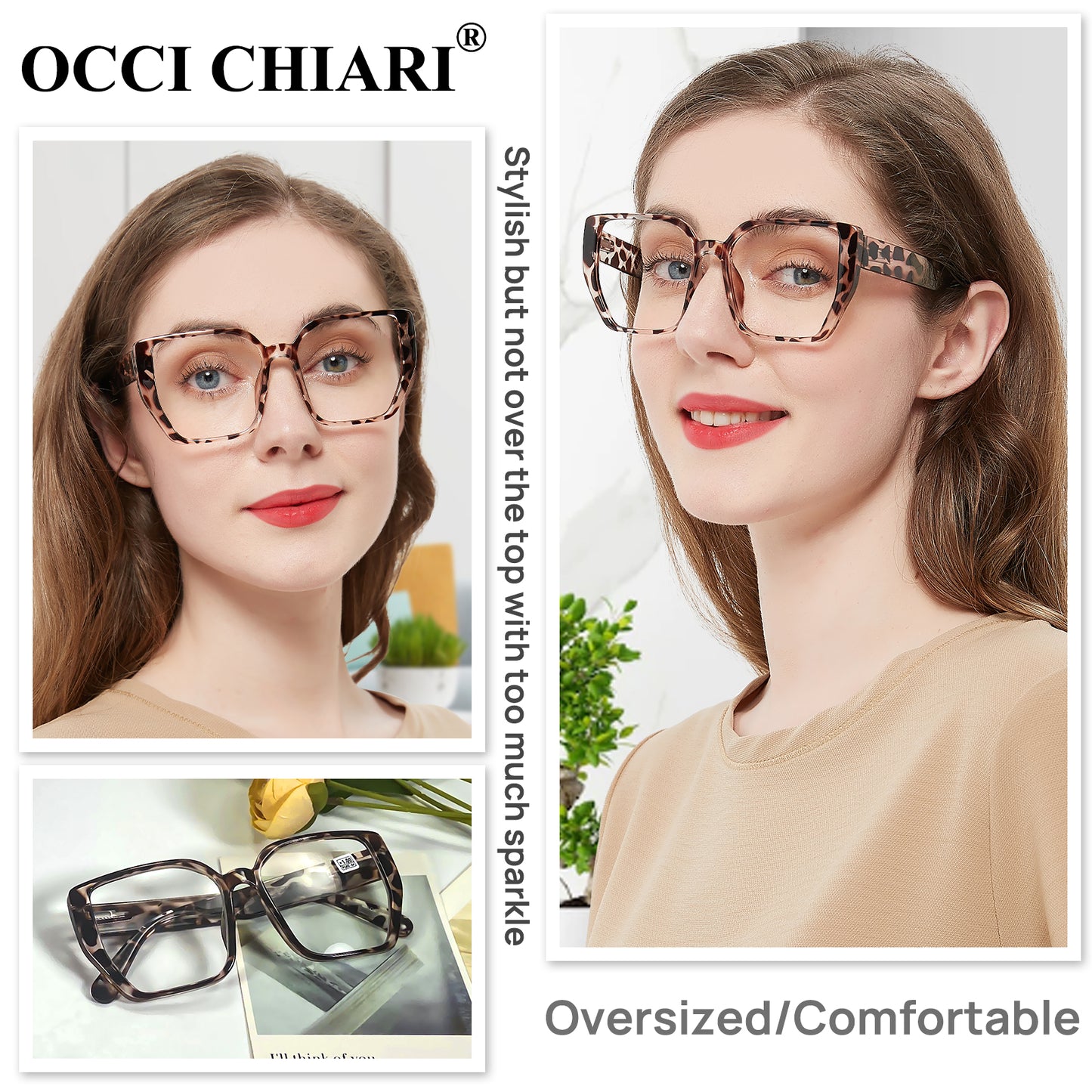 OCCI CHIARI Oversized Reader Sunglasses Women Reading Sunglasses(1.0 1.25 1.5 1.75 2.0 2.25 2.5 2.75 3.0 3.5)