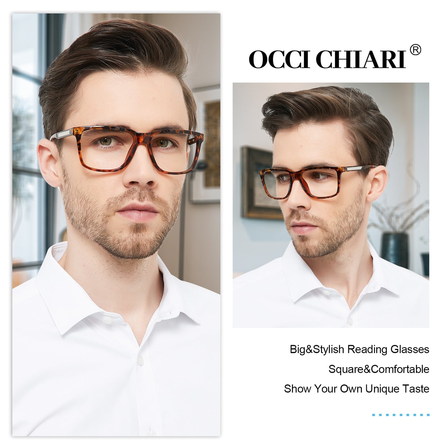 OCCI CHIARI Wide Reading Glasses Men Large Head Ultralight Readers OC1109