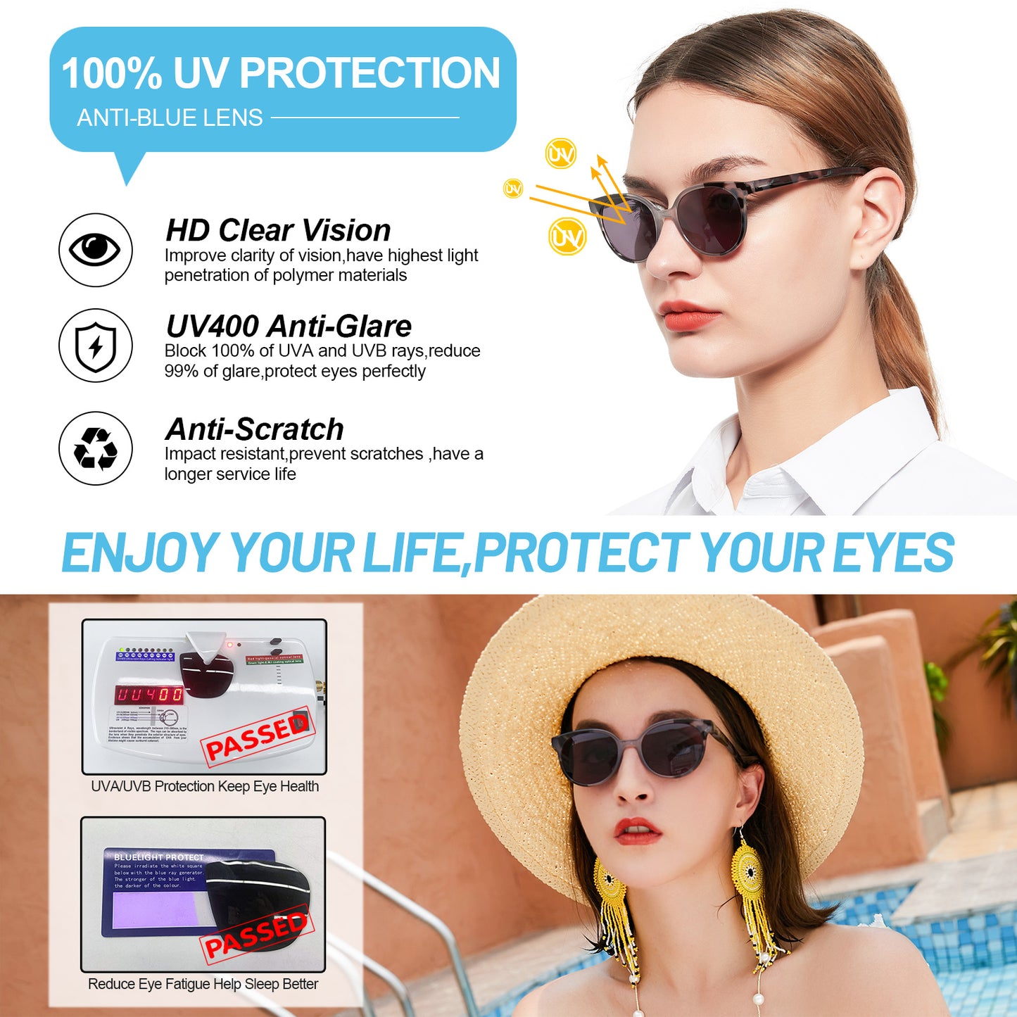 Reading Sunglasses Women UV Protection Outdoor Reader Glasses OC5017S