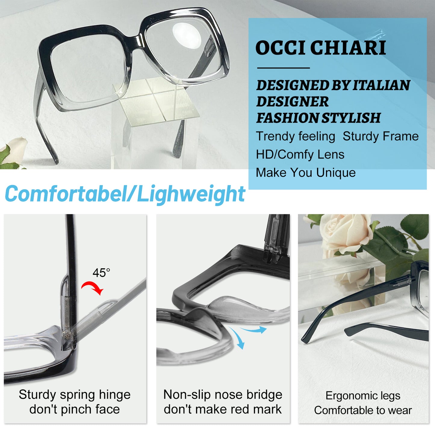 OCCI CHIARI Reading Glasses For Women Oversized Reader