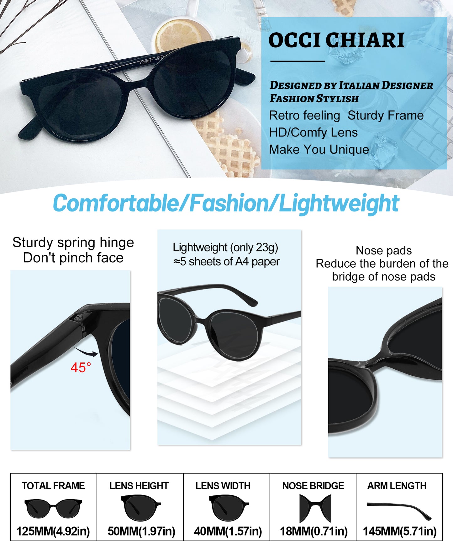 Reading Sunglasses Women UV Protection Outdoor Reader Glasses OC5017S