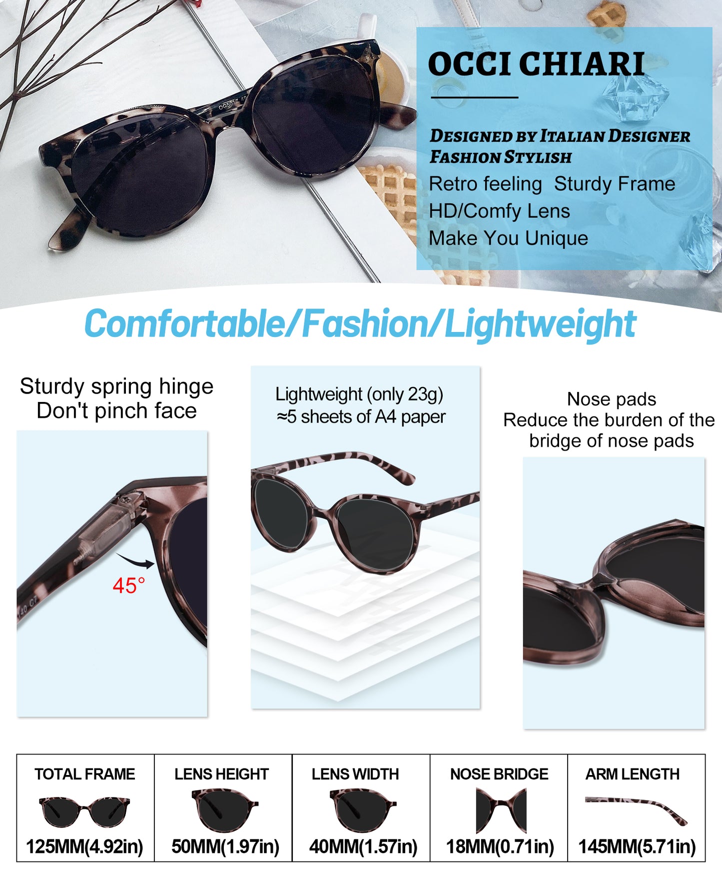 Reading Sunglasses Women UV Protection Outdoor Reader Glasses OC5017S