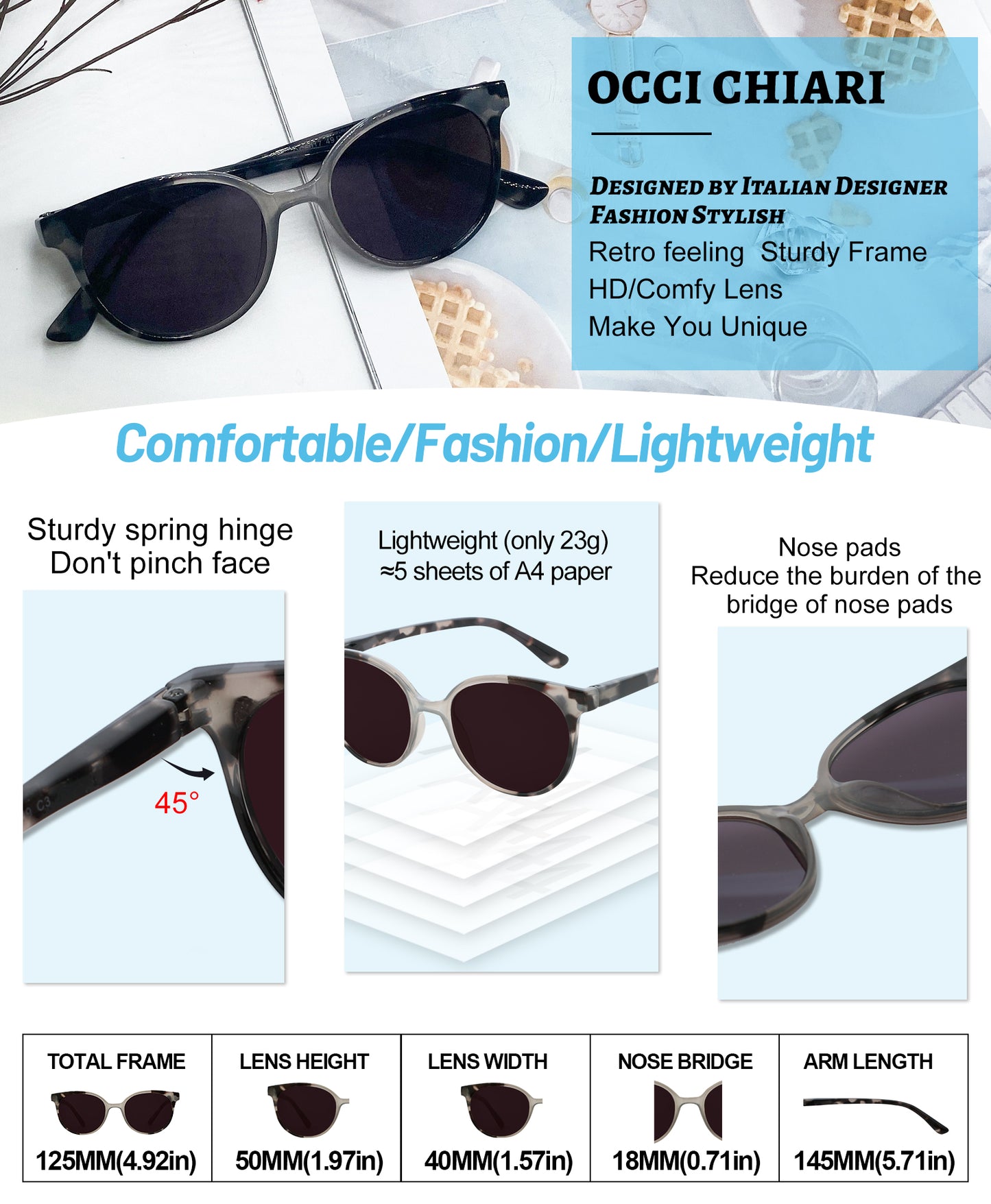 Reading Sunglasses Women UV Protection Outdoor Reader Glasses OC5017S