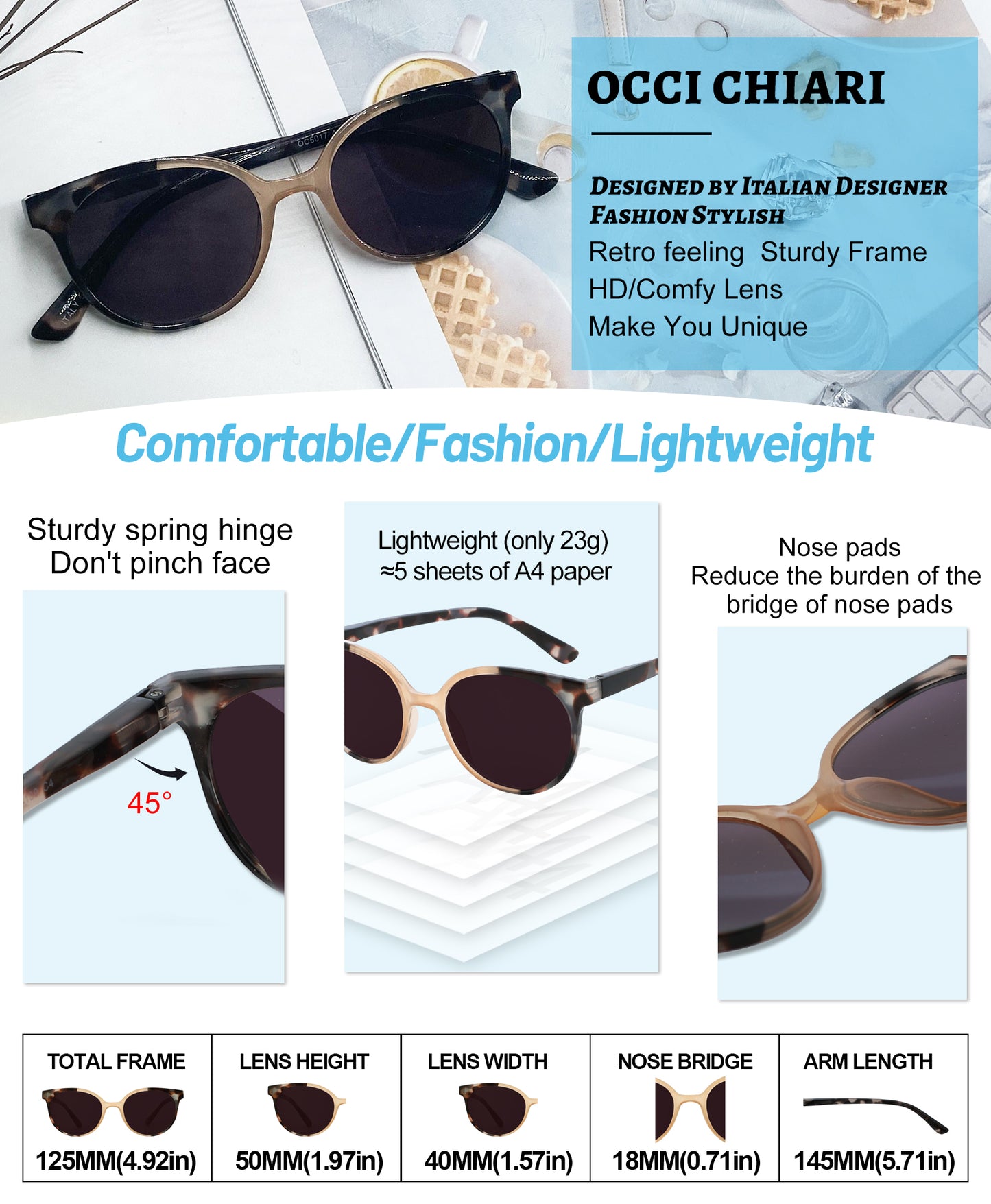 Reading Sunglasses Women UV Protection Outdoor Reader Glasses OC5017S