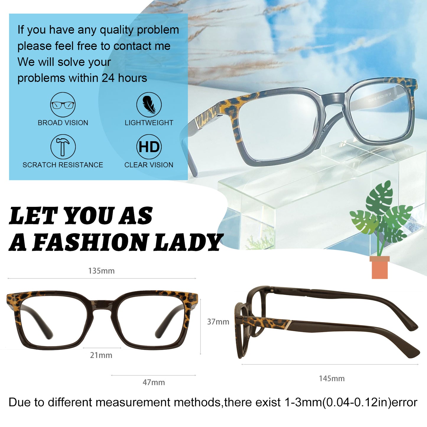 OCCI CHIARI Fashion Reading Glasses For Women Rectangle Reader