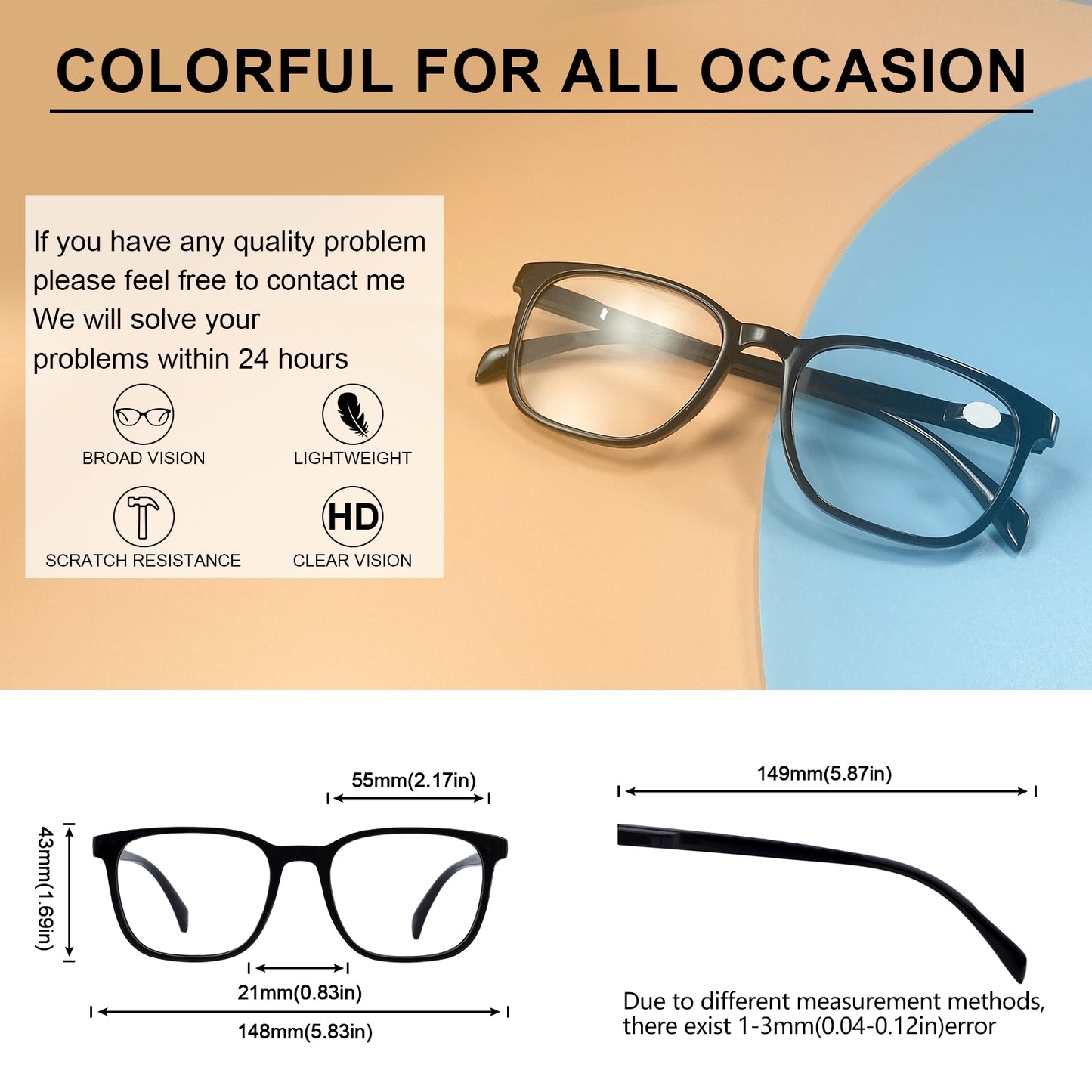 OCCI CHIARI XL Reading Glasses Men Large head Comfortable Readers OC5209