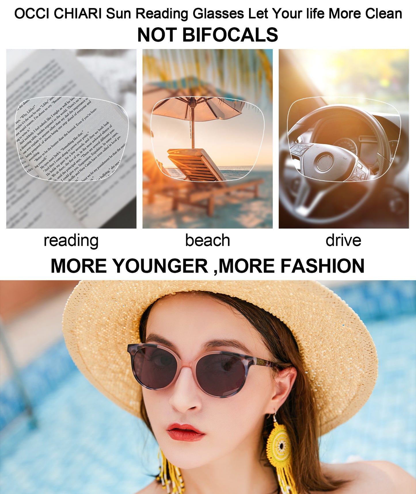 Reading Sunglasses Women UV Protection Outdoor Reader Glasses OC5017S