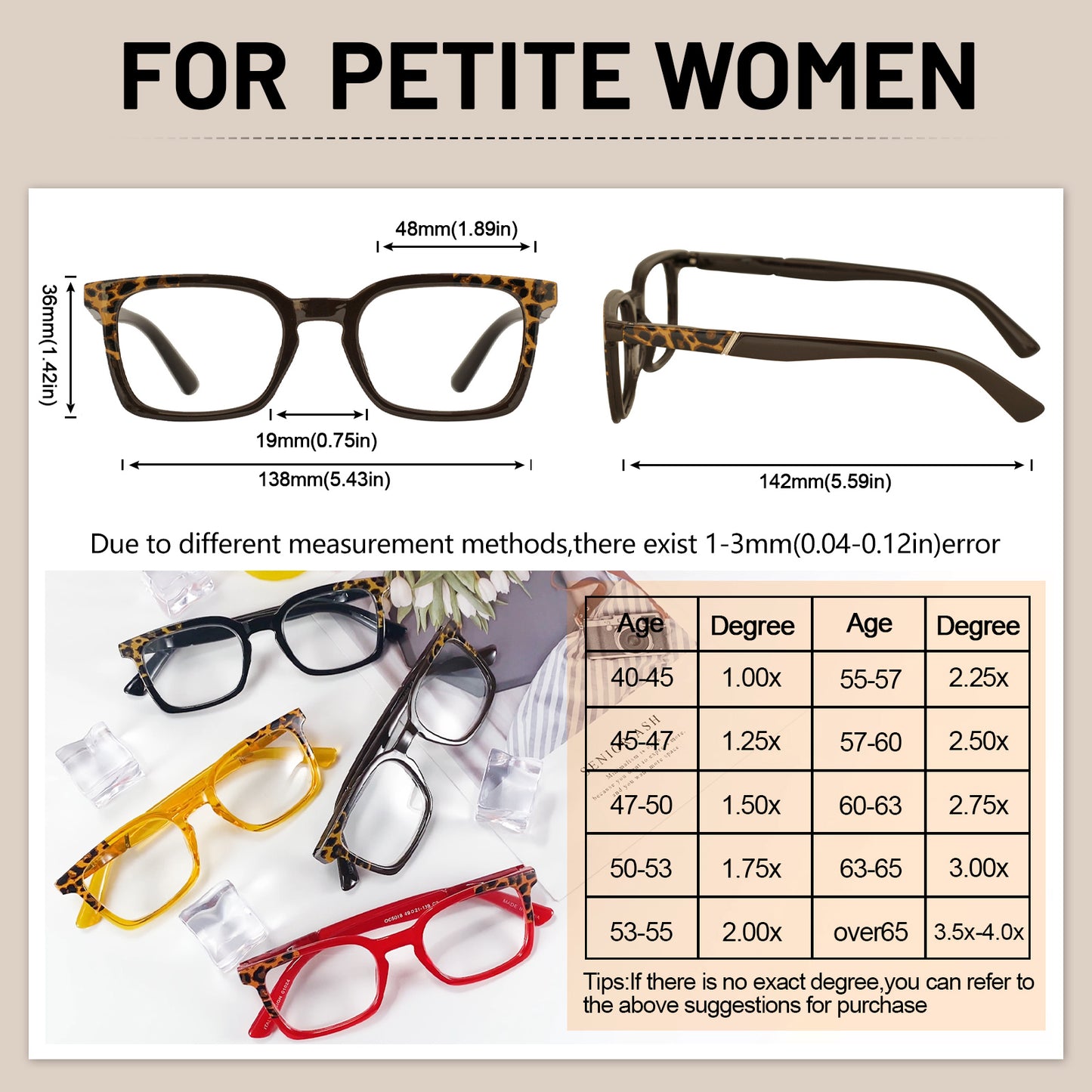 OCCI CHIARI Fashion Reading Glasses For Women Rectangle Reader OC5018