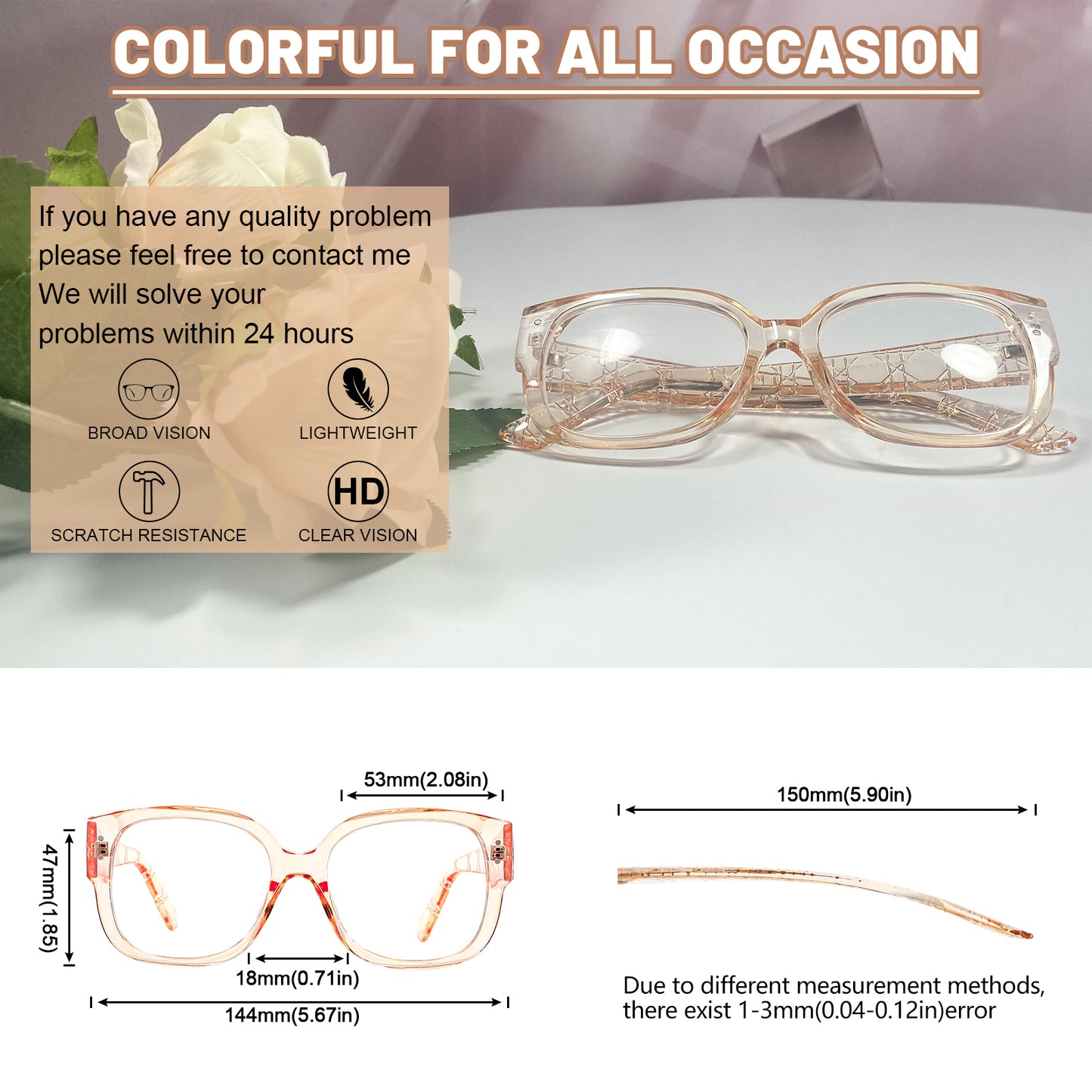 OCCI CHIARI Thick Oversized Reading Glasses Women Trendy Readers Thic Style OC5085