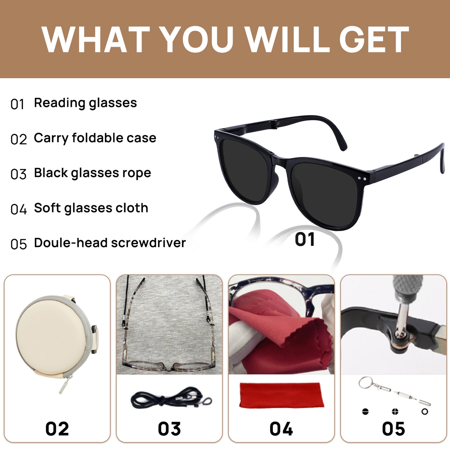 OCCI CHIARI Reading Sunglasses For Women Big Frame Foldable Reader