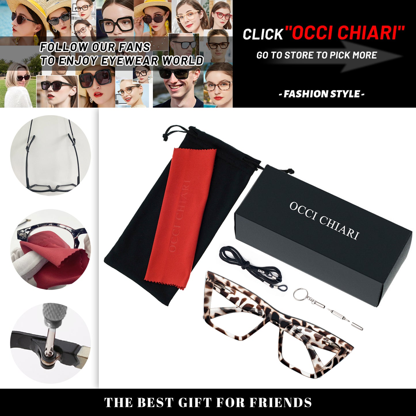 OCCI CHIARI Reading Glasses for Women Cat Eye Fashion Reader