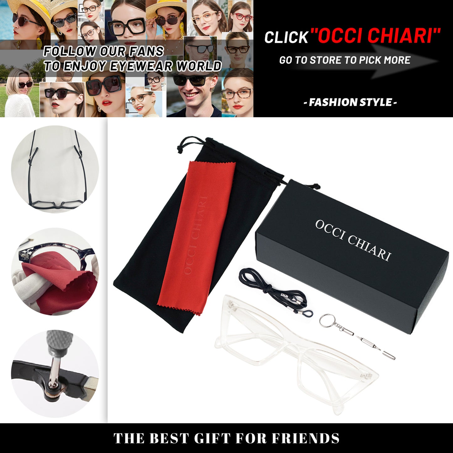 OCCI CHIARI Reading Glasses for Women Cat Eye Fashion Reader