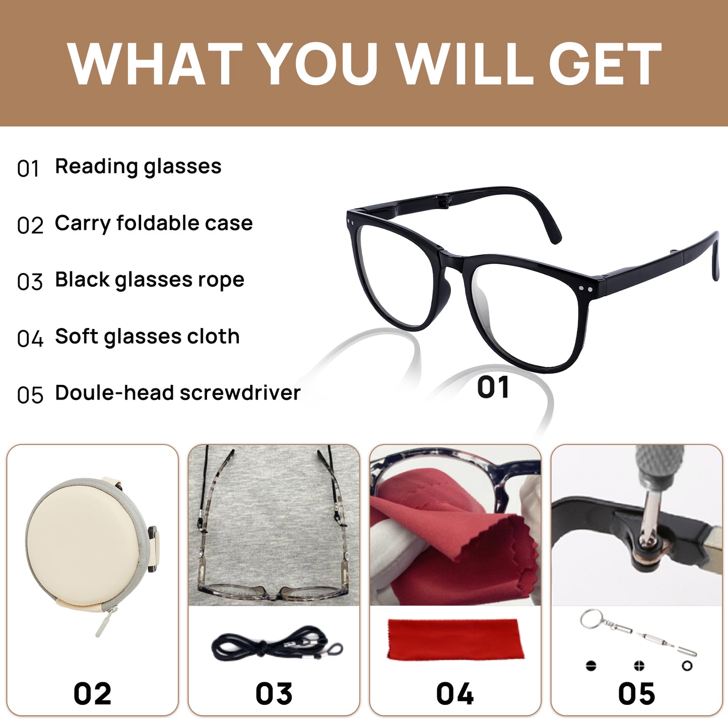 OCCI CHIARI Folding Reading Glasses for Women Wide Frame Readers