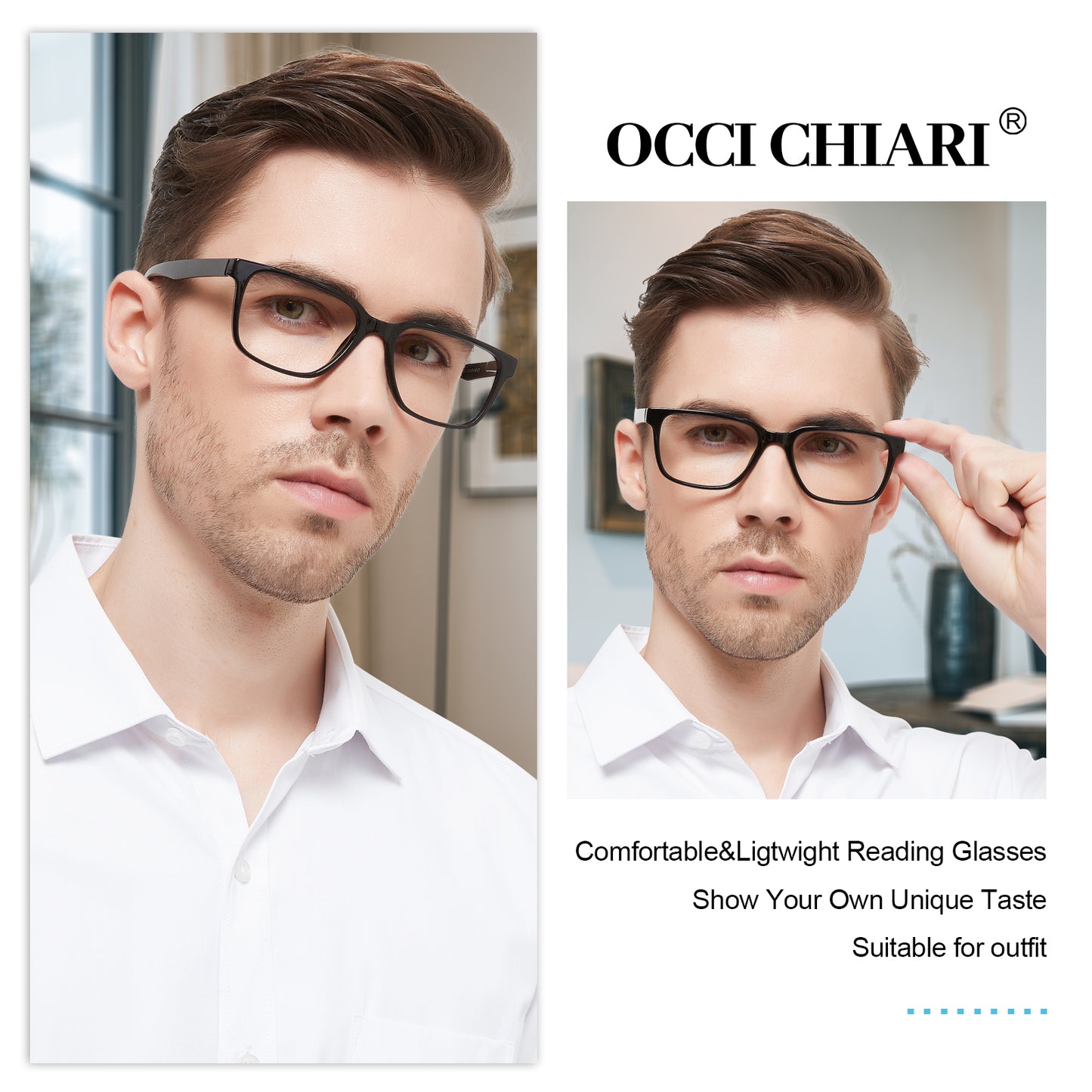 OCCI CHIARI Mens Reading Glasses Awesome Comfort Readers Ultralight Full Frame OC5213