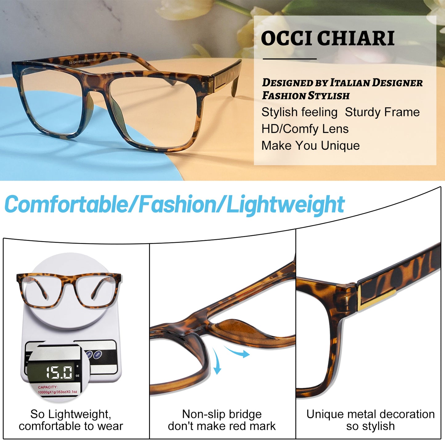 OCCI CHIARI Reading Glasses for Men Large Readers OC1104