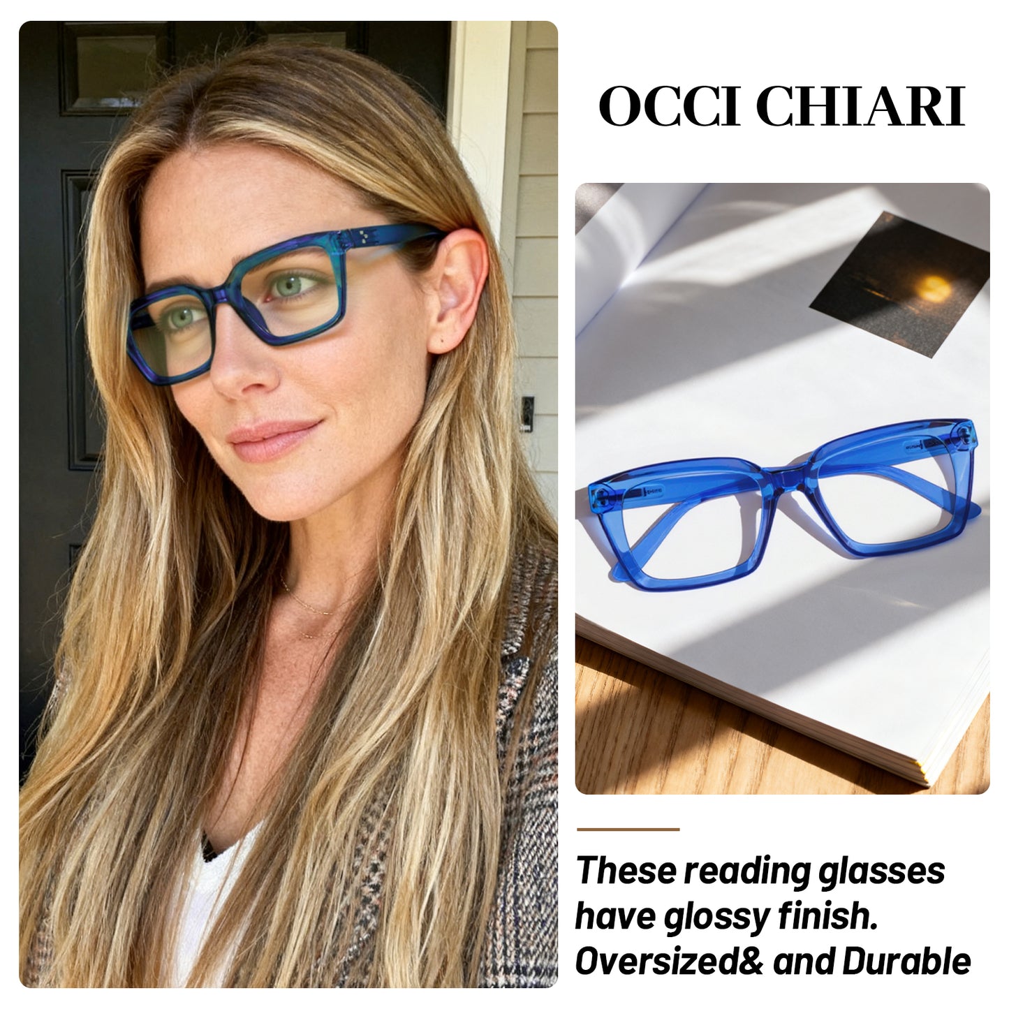 OCCI CHIARI Large Reading Glasses Women Square Reader Oversized Frame OC5031