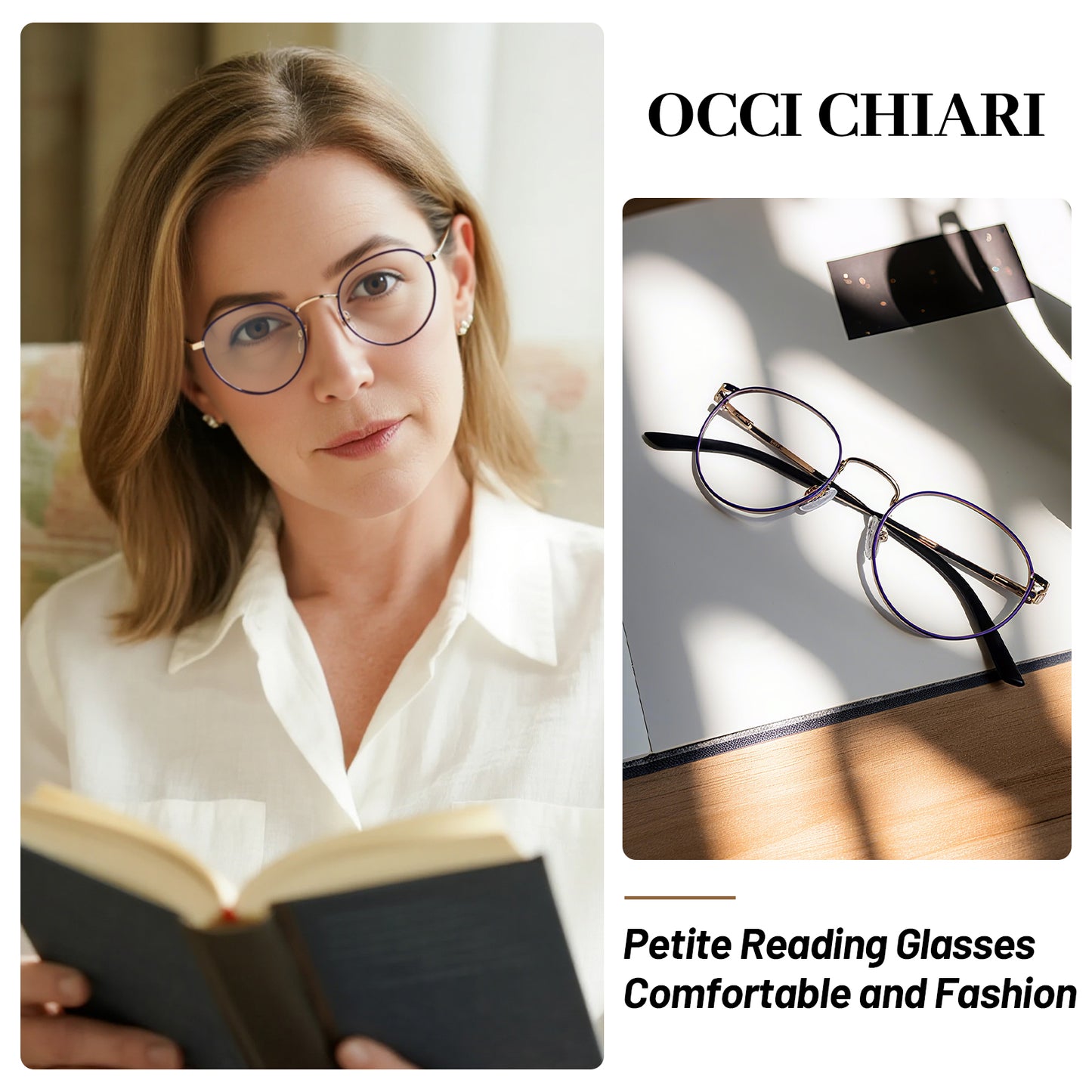 OCCI CHIARI Round Reading Glasses for Small Face Narrow Lightweight Readers OC5324