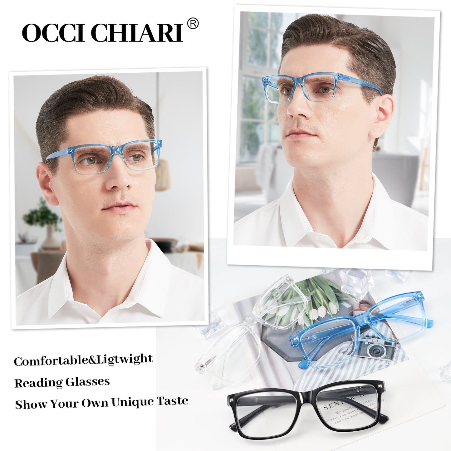 OCCI CHIARI Large Reading Glassses Men Comfortable Readers OC5257