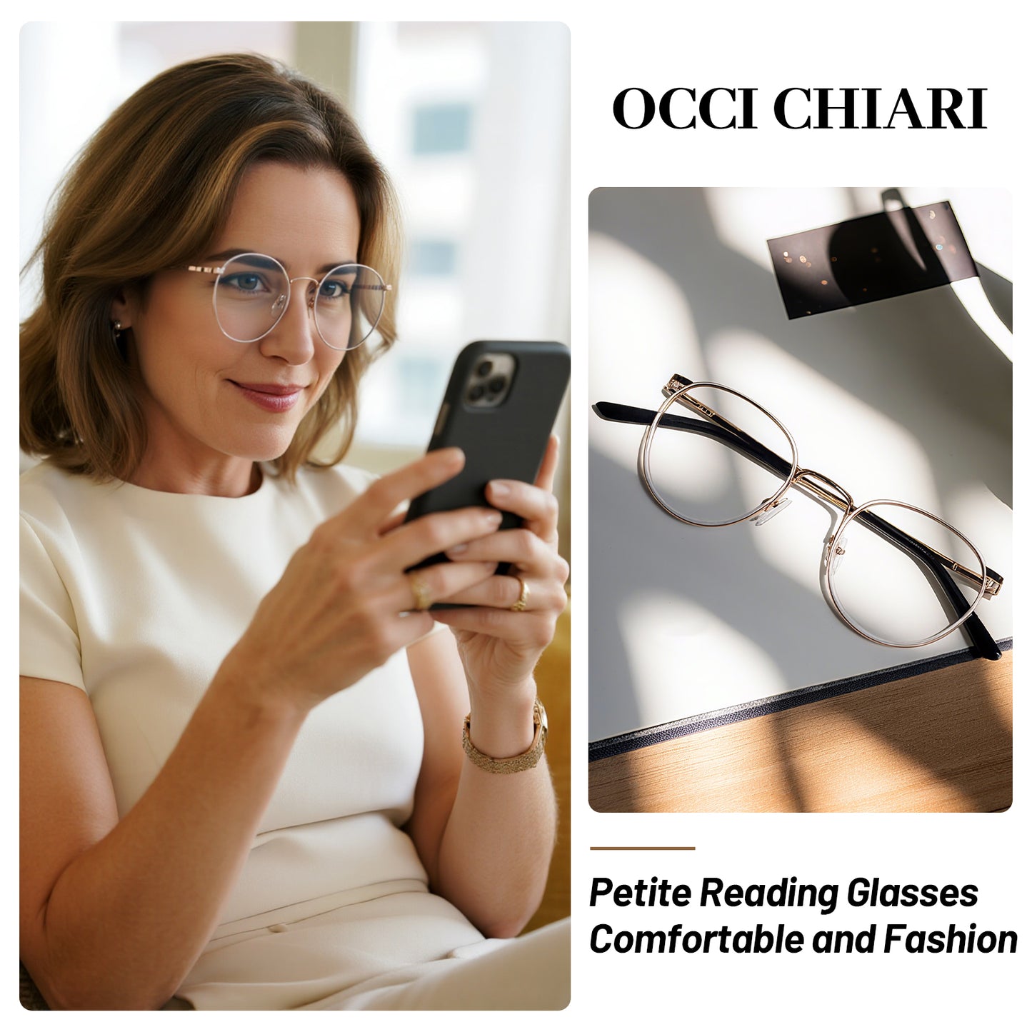 OCCI CHIARI Round Reading Glasses for Small Face Narrow Lightweight Readers OC5324
