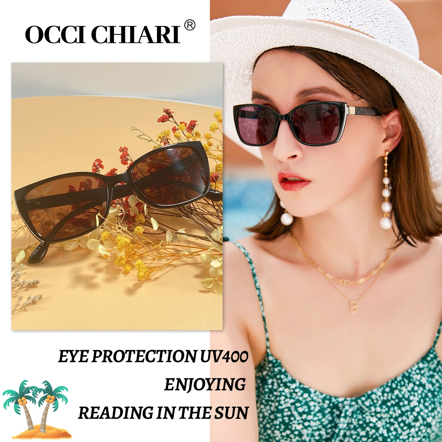 OCCI CHIARI Women Reading Sun Glasses 1.25x Sunglasses with Readers Outdoor UV400(1.0 1.25 1.5 1.75 2.0 2.25 2.5 2.75 3.0 3.5)