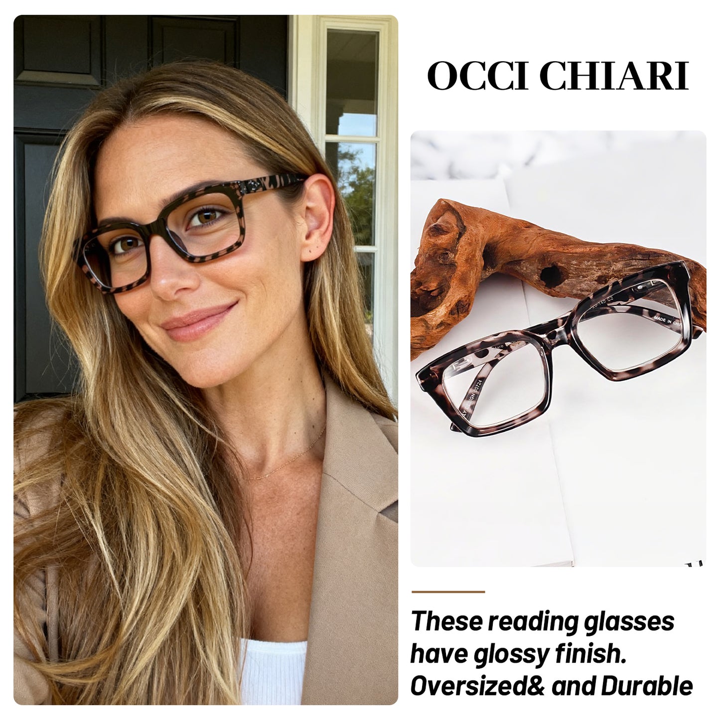 OCCI CHIARI Large Reading Glasses Women Square Reader Oversized Frame OC5031