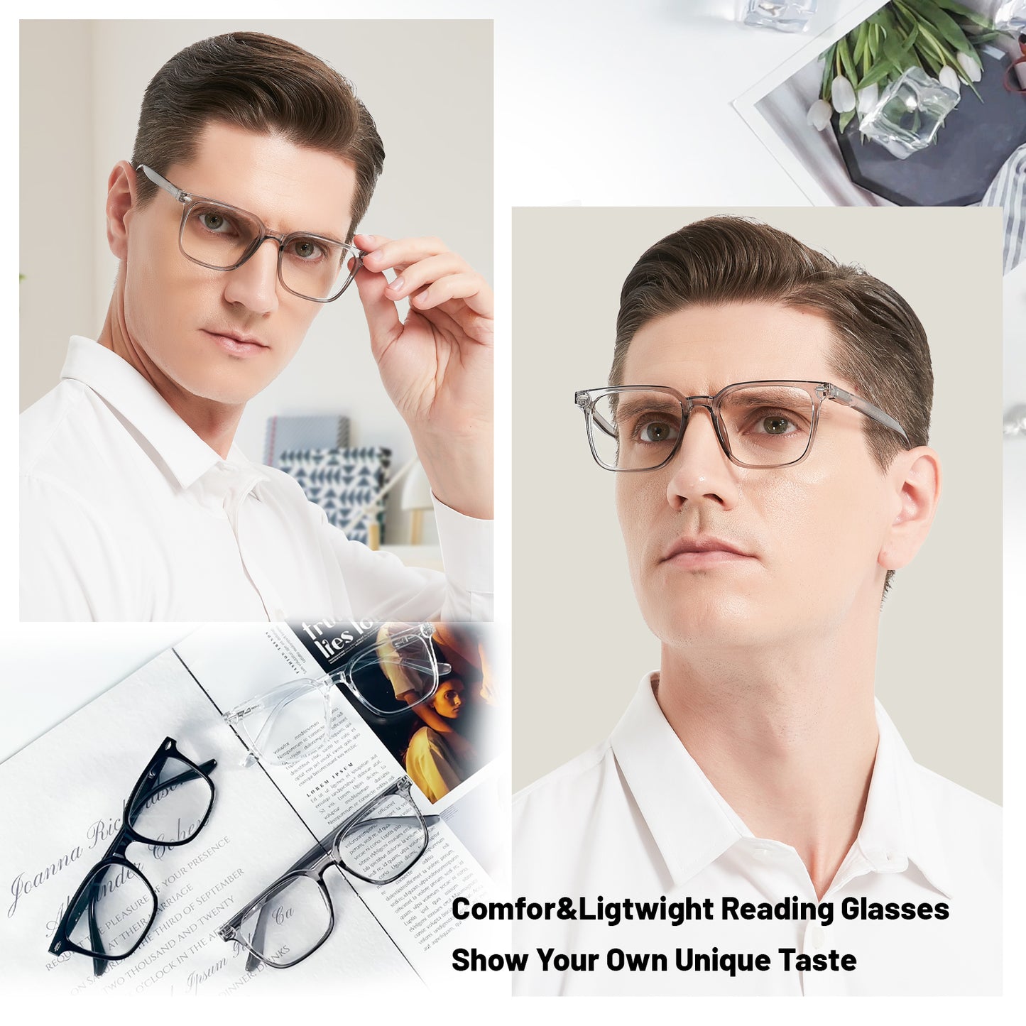 OCCI CHIARI Reading Glasses Men Stylish Square Readers Wide Eyewear OC5258