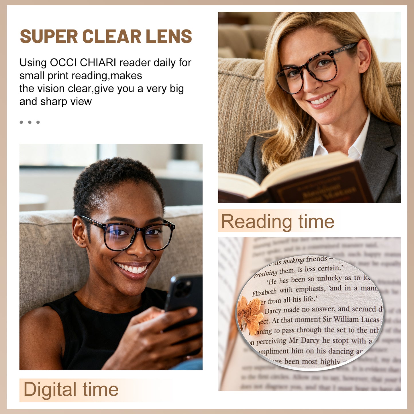 OCCI CHIARI Folding Reading Glasses for Women Wide Frame Readers OC5201