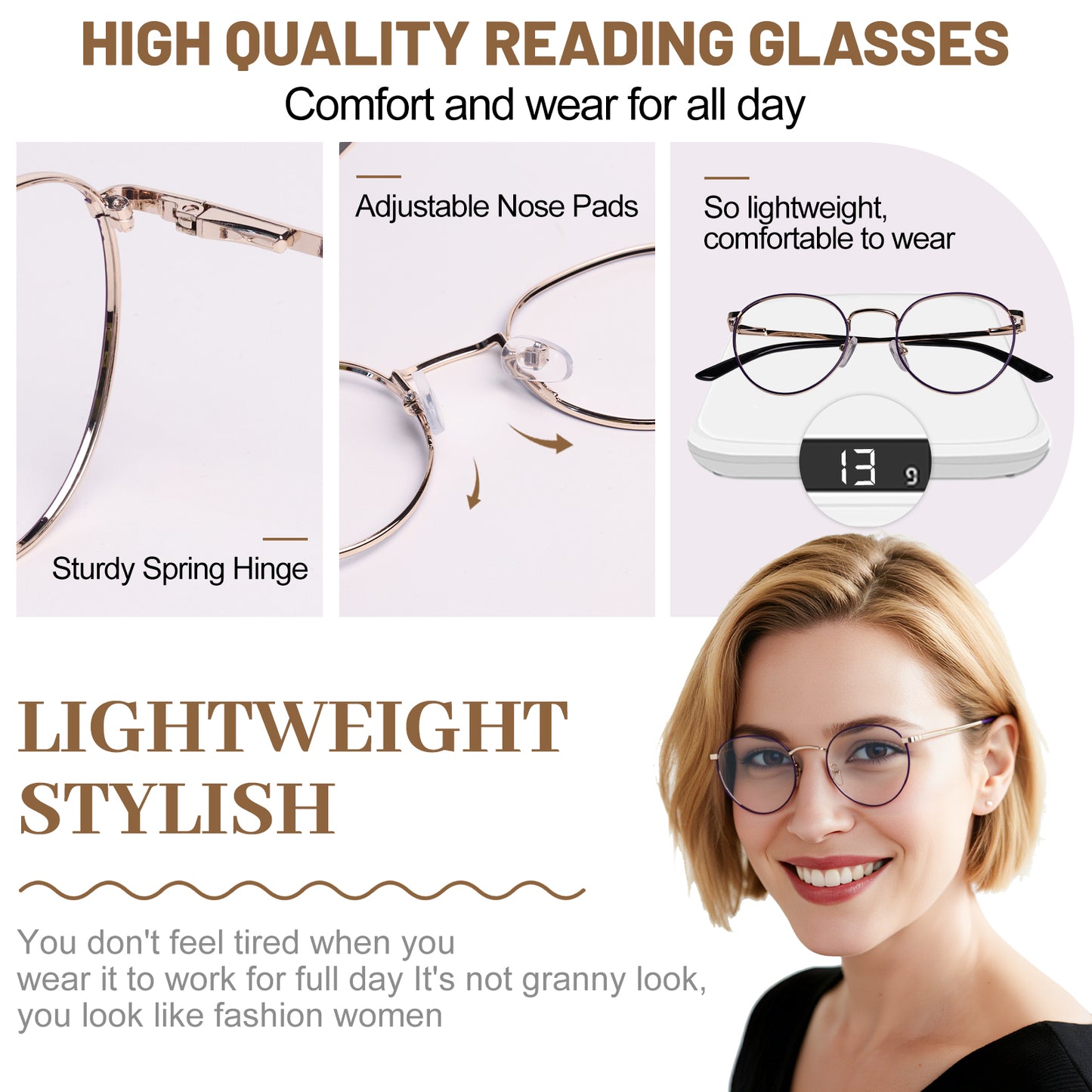 OCCI CHIARI Round Reading Glasses for Small Face Narrow Lightweight Readers OC5324