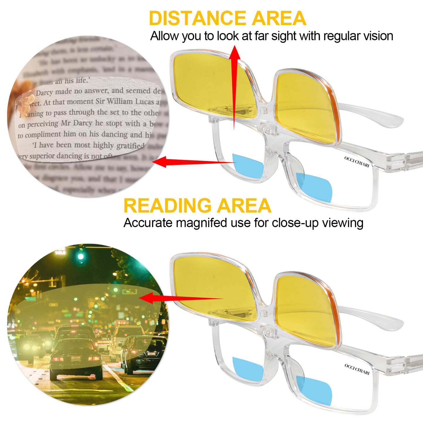 OCCI CHIARI Flip Up Reading Bifocal Glasses for Men Fashion Readers OC5075