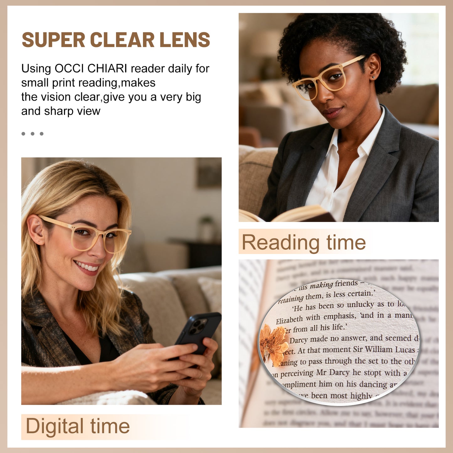 OCCI CHIARI Folding Reading Glasses for Women Wide Frame Readers OC5201