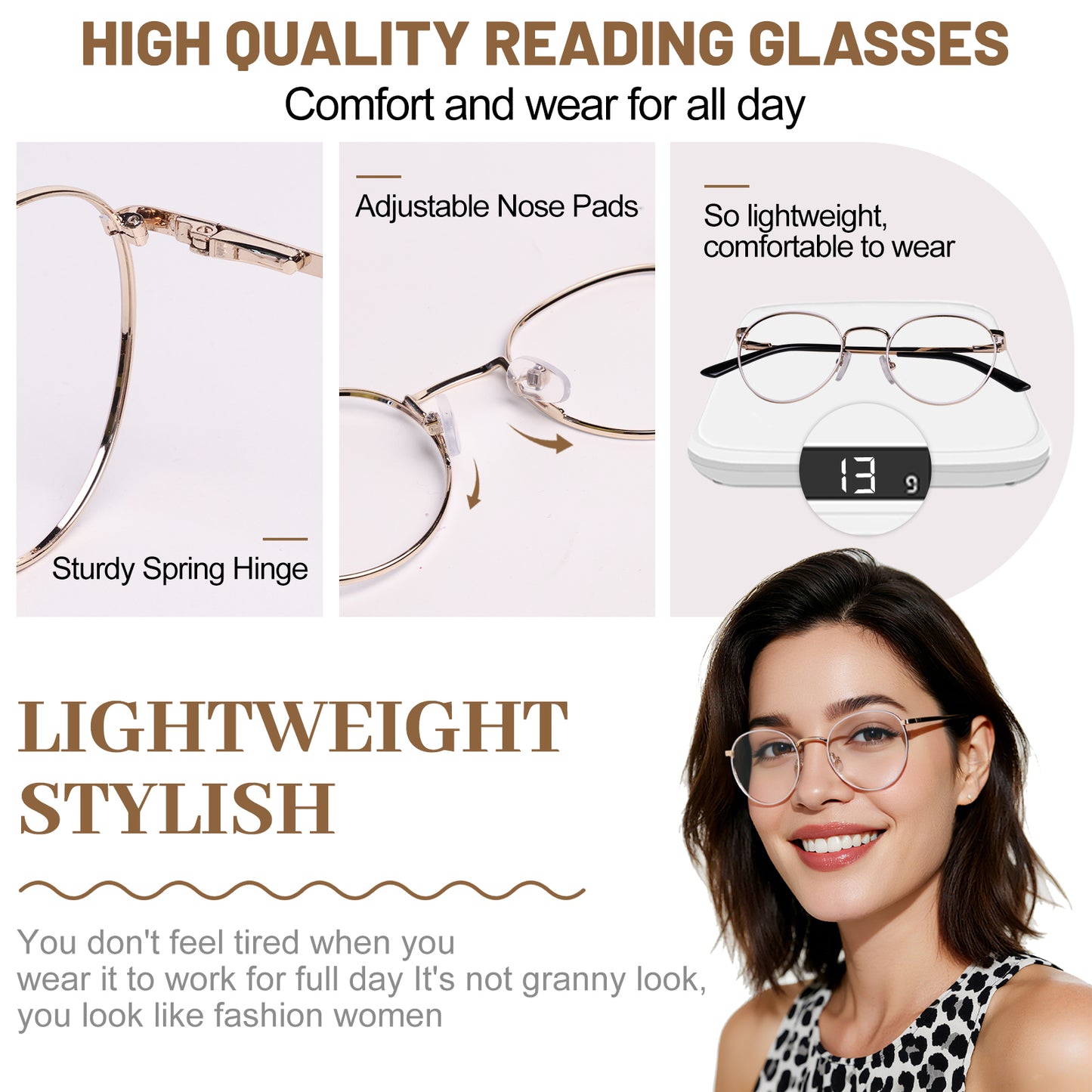 OCCI CHIARI Round Reading Glasses for Small Face Narrow Lightweight Readers OC5324