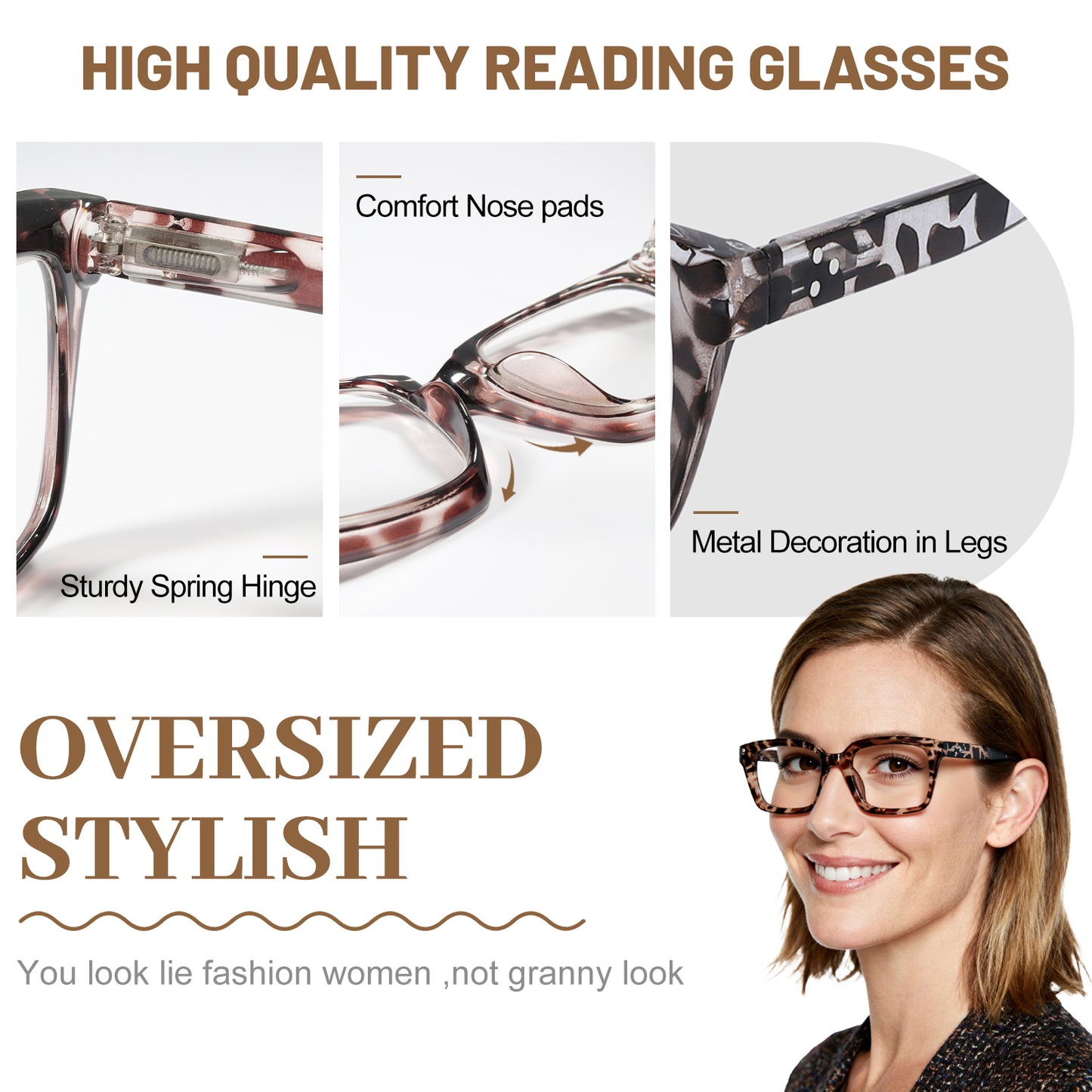 OCCI CHIARI Large Reading Glasses Women Square Reader Oversized Frame OC5031